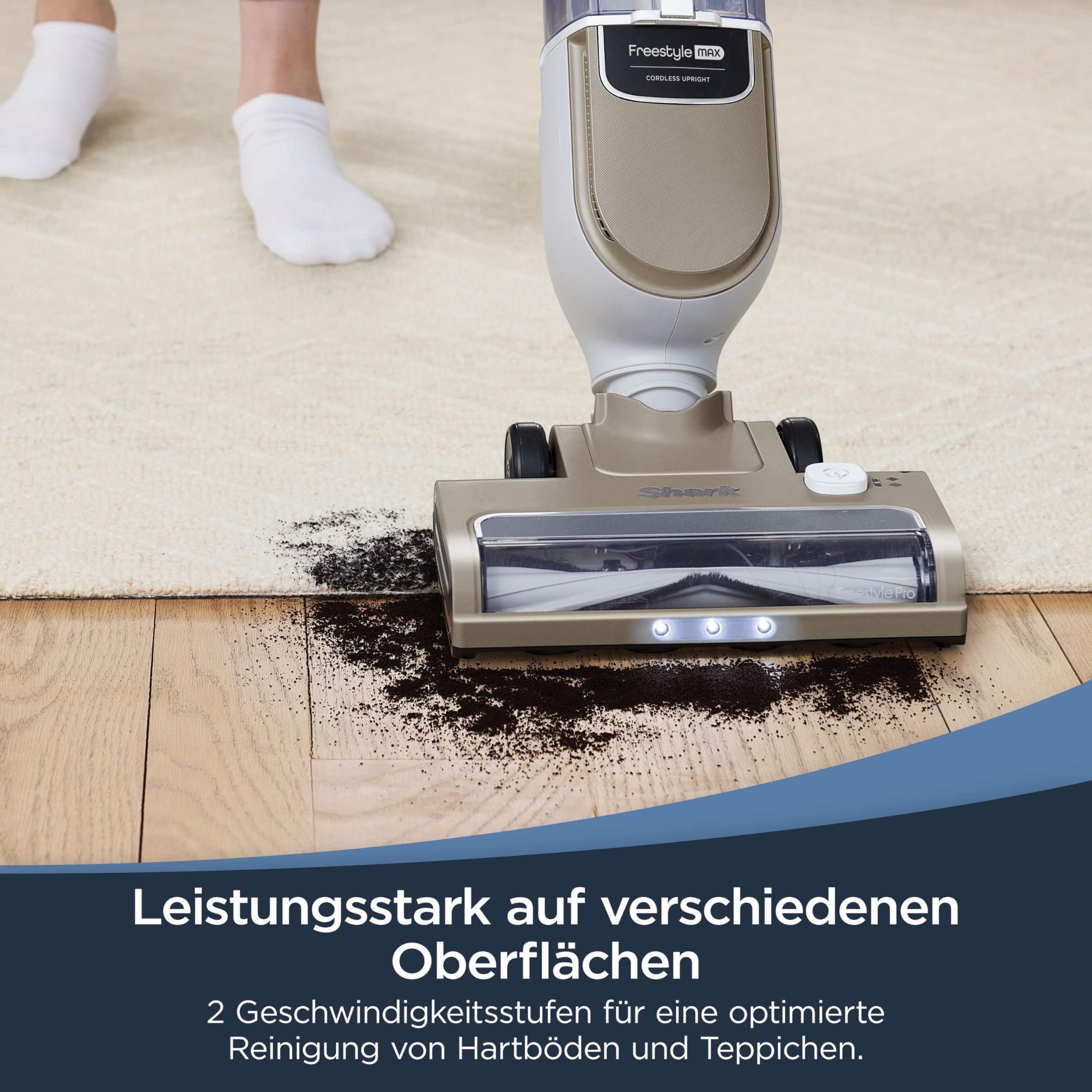 Shark Freestyle Max Akku-Staubsauger, Multi-Oberflächenreinigung, kabellos, leicht, einfache Entleerung, einfaches Verstauen, einfache Wartung, LED-Scheinwerfer