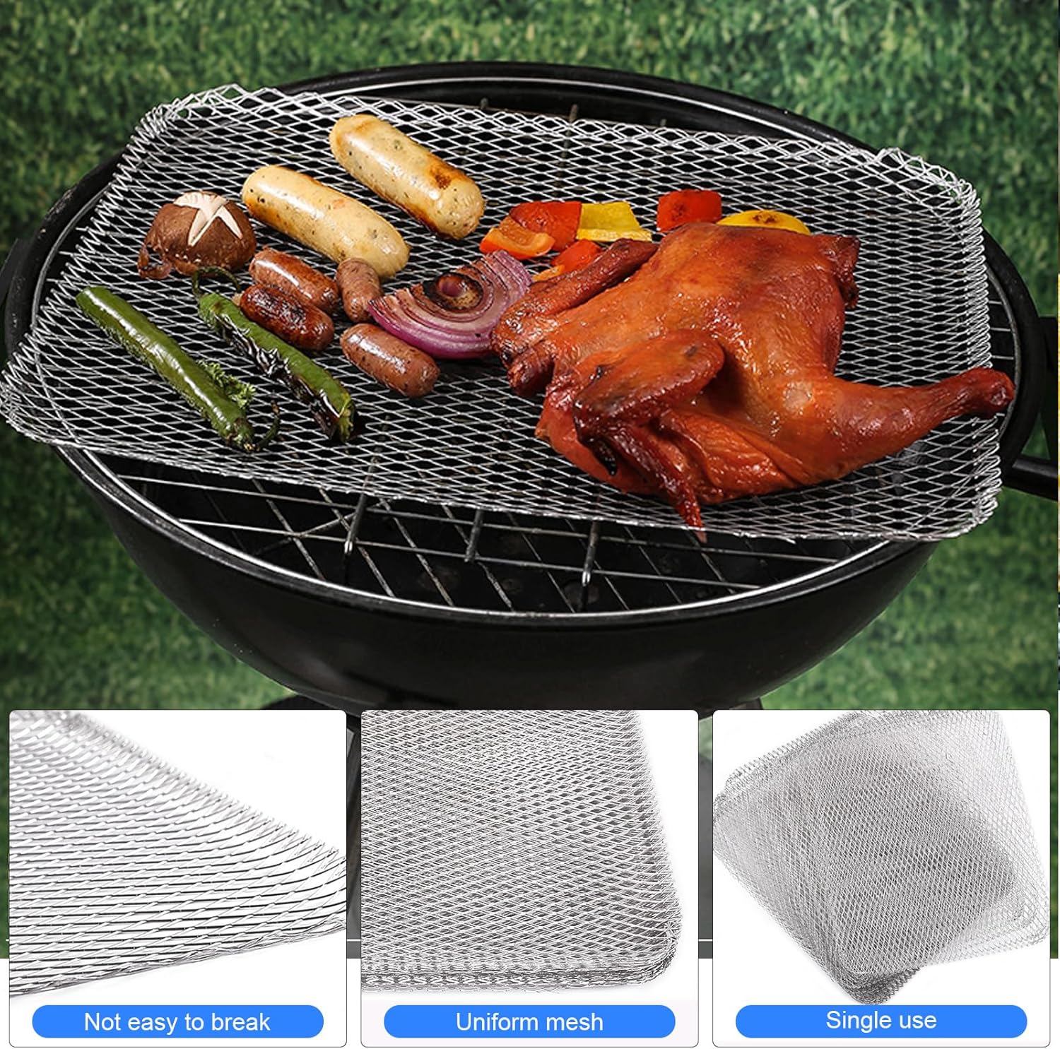 Cuttable Grills Mats Aluminum Texture For Easily Grilling Flexible And Safe For Outdoor Cooking Grills 10PCS Barbecue Netting