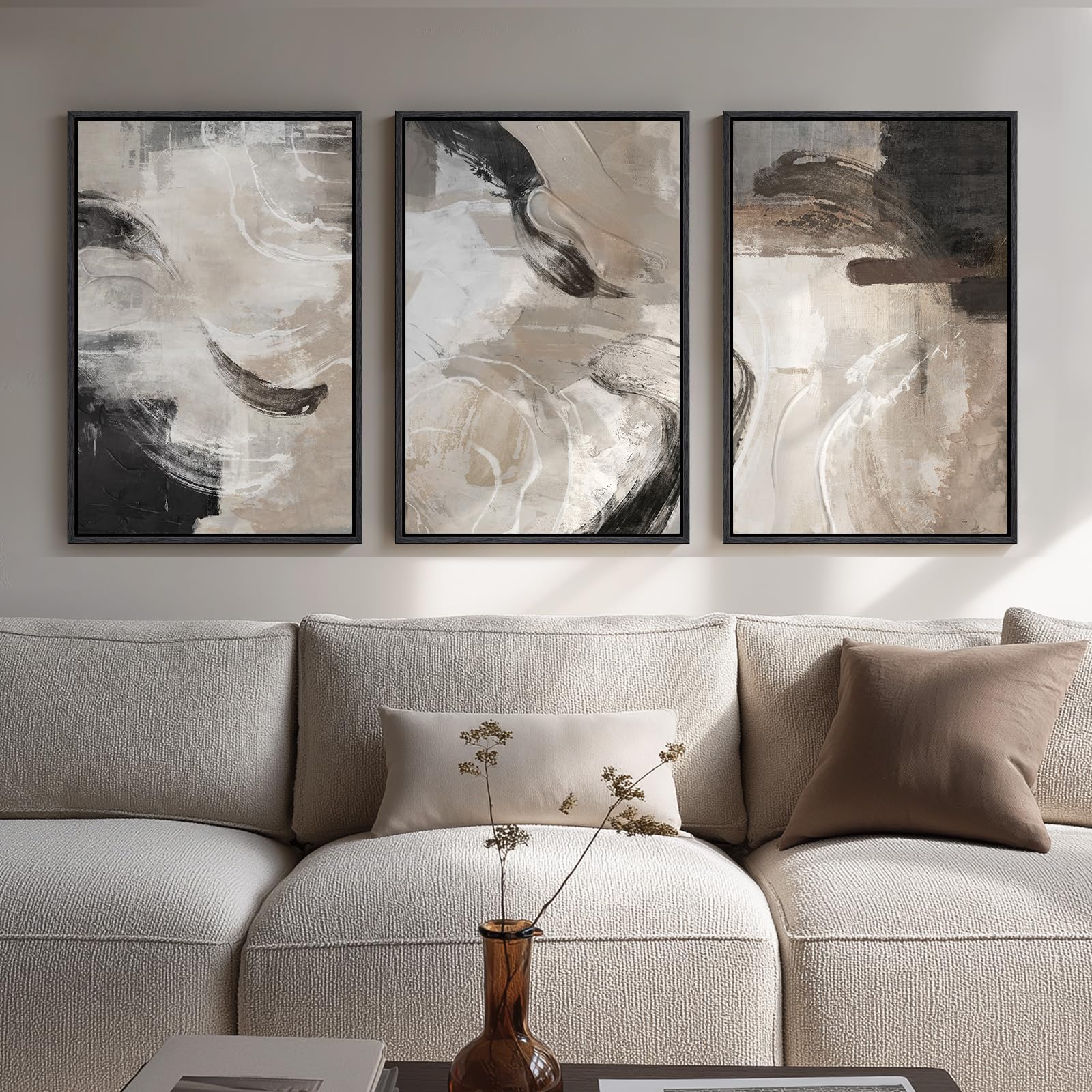 Cuspin Framed Neutral Abstract Wall Art 3-Piece