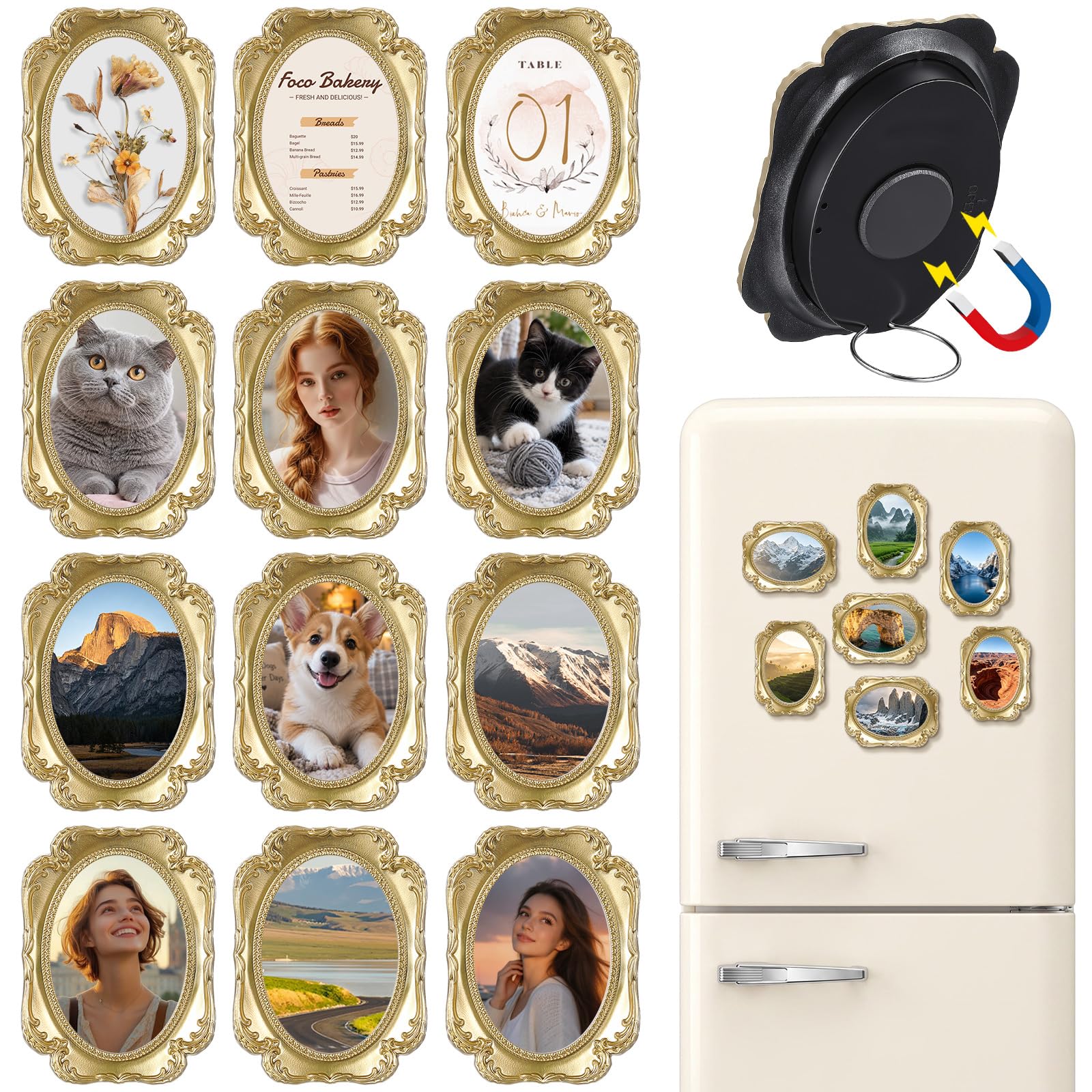 Wonderjune Magnetische Mini-Bilderrahmen für 5,1 x 7,6 cm große Bilder