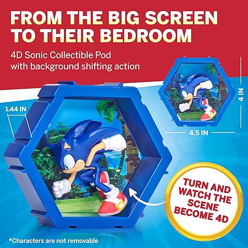 Miniatura 2 de WOW! PODS 4D Sonic The Hedgehog Toy  Figura sonora única conectable y coleccionable, figura de juguete de exhibición de paredestante, relleno de