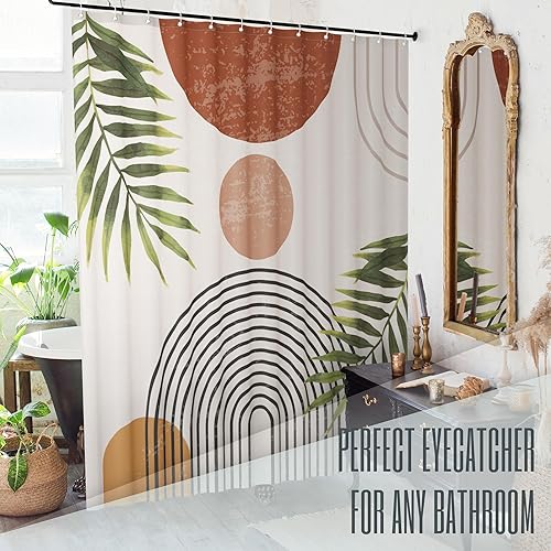 Miniatura 7 de KIBAGA Hermosa cortina de ducha bohemia para tu baño, una elegante cortina moderna de mediados de siglo de 72 x 84 pulgadas que se adapta