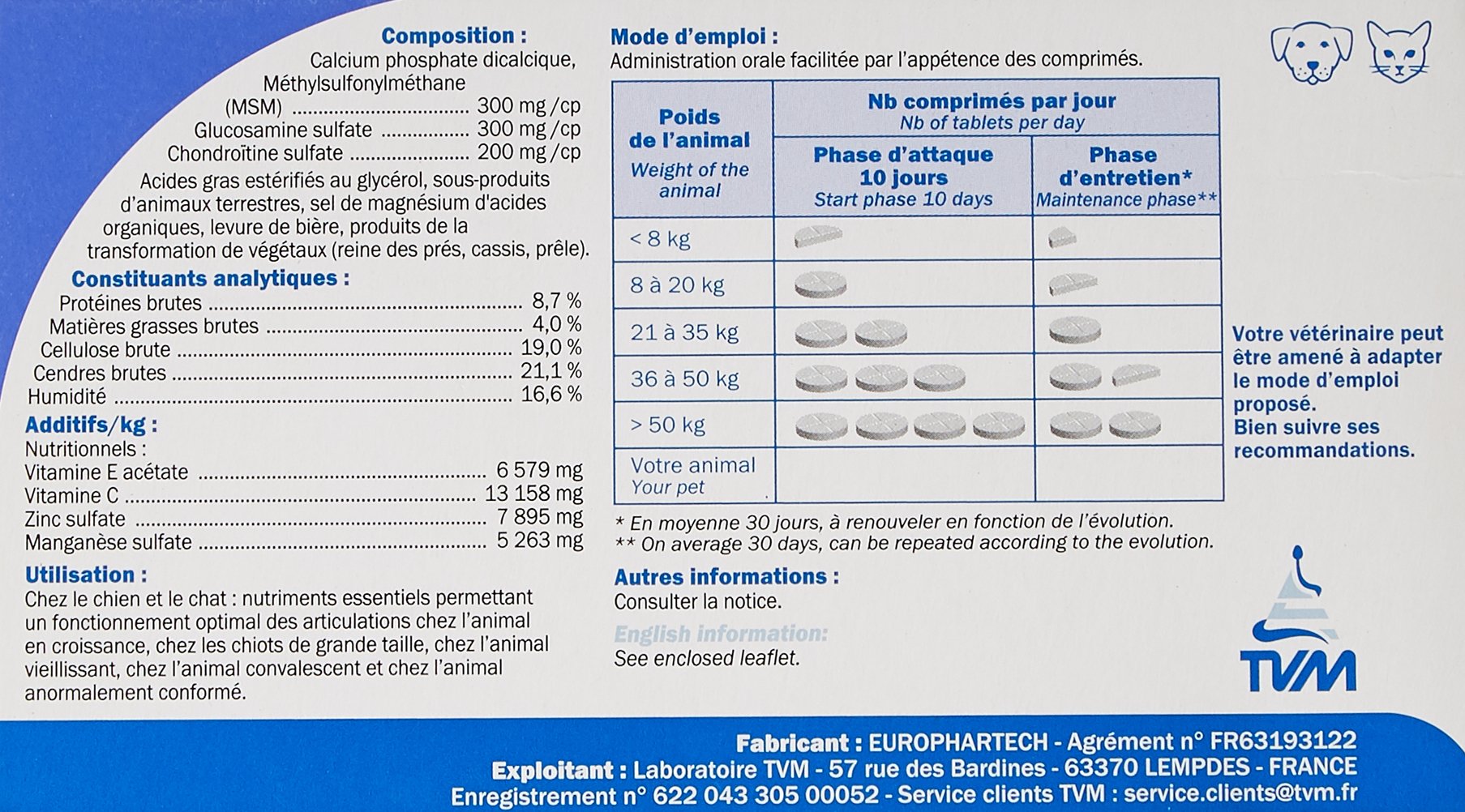 Locox boite de 30 comprimés Fonctionnement des articulations chien et chat
