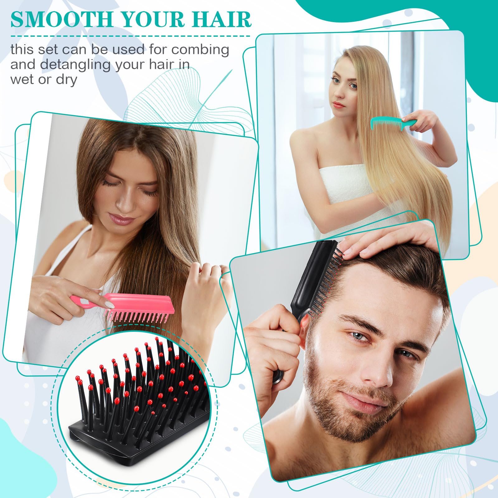 Baderke Juego de 200 cepillos de pelo a granel para personas sin hogar envueltos individualmente, peines anchos para cabello rizado, adecuado para mujeres y hombres, refugio, enfermería, hotel,
