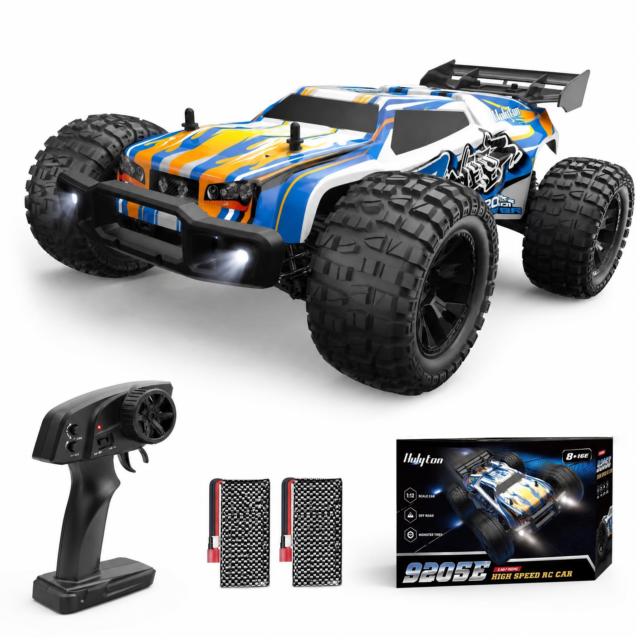 DEERC 1:10 High Speed RC Car, 48 km/h 4WD Fast Remote Control Truck, All Terrain RC Monster Truck with 2 Batteries for 40+ Mins Play Time, Hobby Grade Off Road RC Car for Adults & Kids