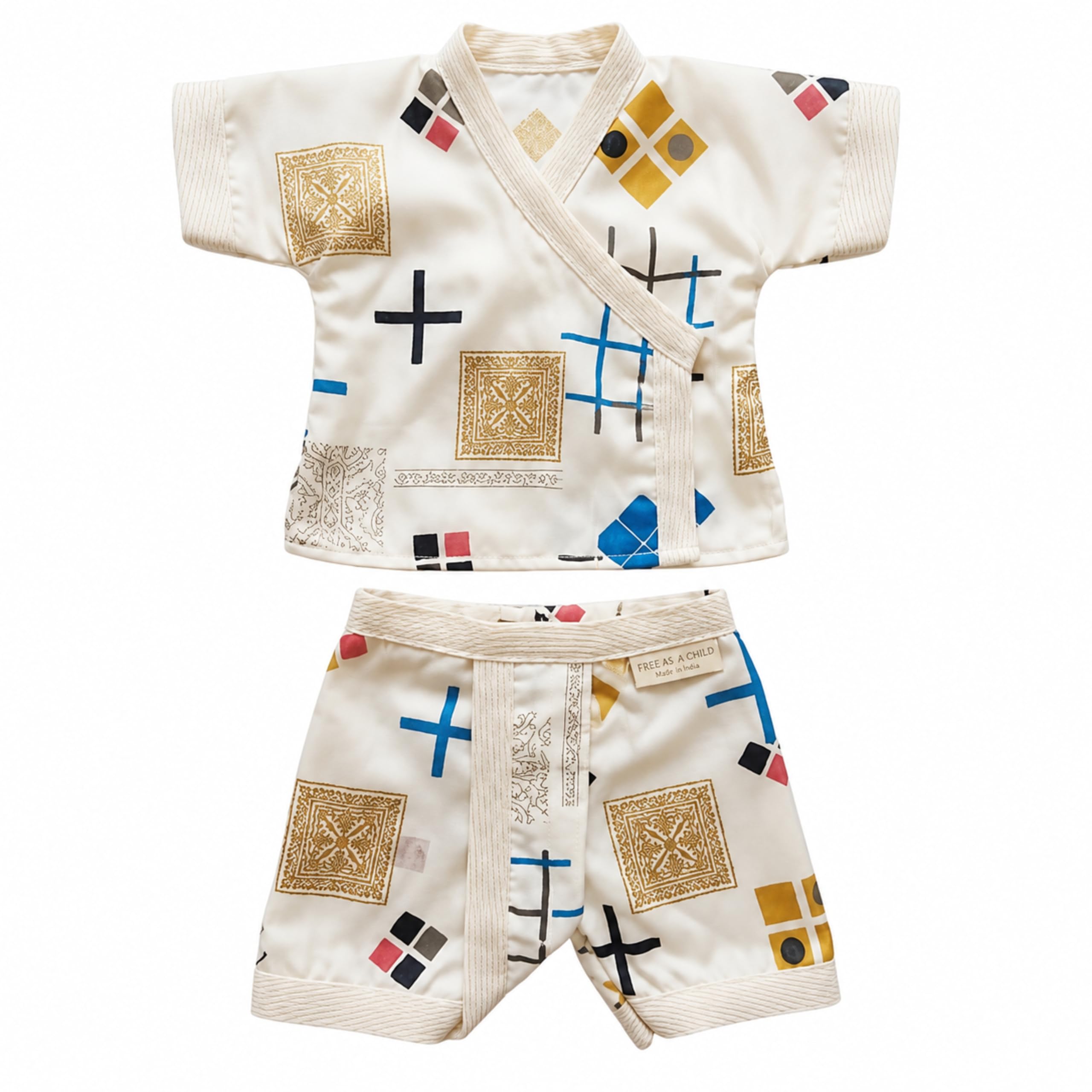 Laddu Gopal Cotton Night Dress Set for Bal Gopal Ji | Soft Comfortable Printed Kurta & Dhoti Sleepwear Outfit | Krishna Ji Poshak Temple Dress Gift Set - Pack of 4 - (5 No)-image-10