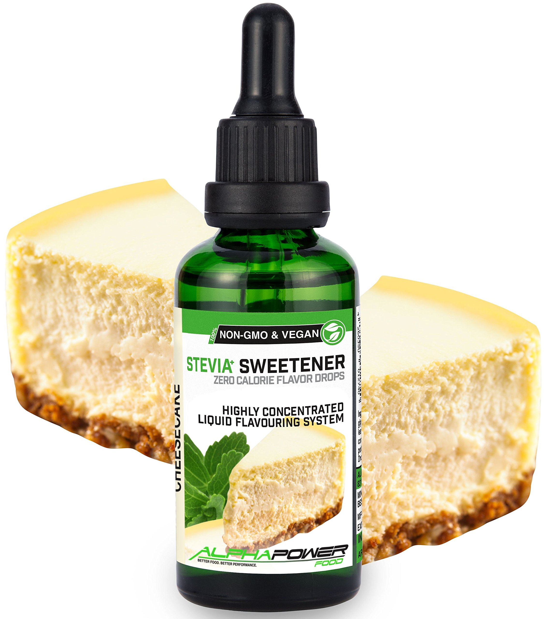ALPHAPOWER FOOD Stevia liquide, arôme - SET SUPER ÉCONOMIQUE 5x50 ml chocolat blanc, biscuit au beurre, tarte aux pommes cannelle, Goût biscuit au chocolat et au beurre d'arachide, gâteau au fromage