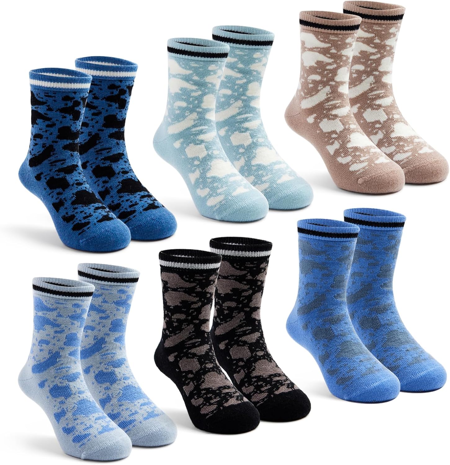 Boys Wool Socks Kids Winter Warm Socks Thicken Thermal Crew Socks for Boys 6 Pack
