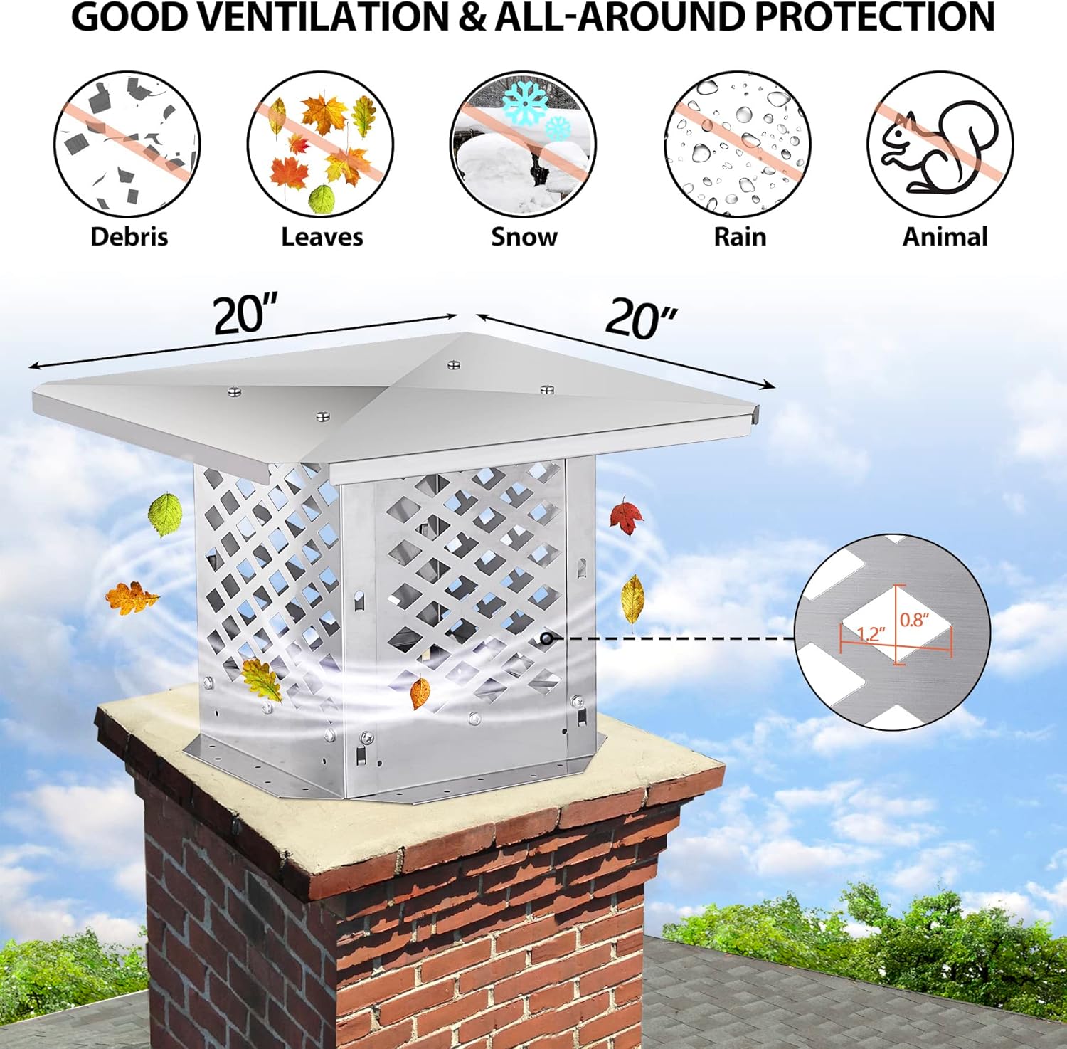 100-200mm Chimney Cowl Cap Pot Guard Stainless Steel Flue Pipe Cover - View #5