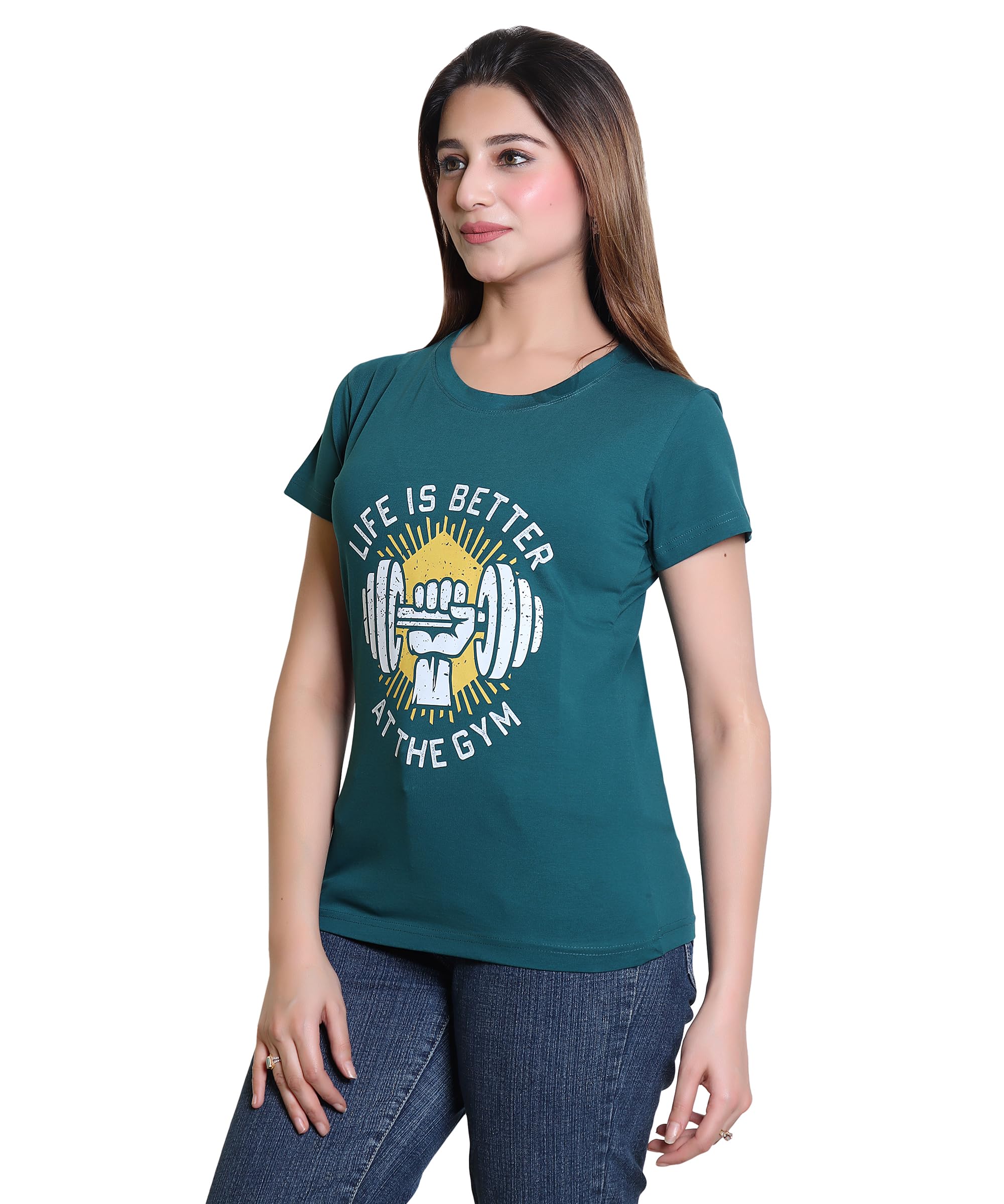 Kepa Gym Combo Tshirt for Women Workout Breathable & Moisture-Wicking -Gym Clothes for Women for Indian Ladies - Stylish & Versatile with Durable, Odor-Resistant FabricBGRNPCOCK_L 1