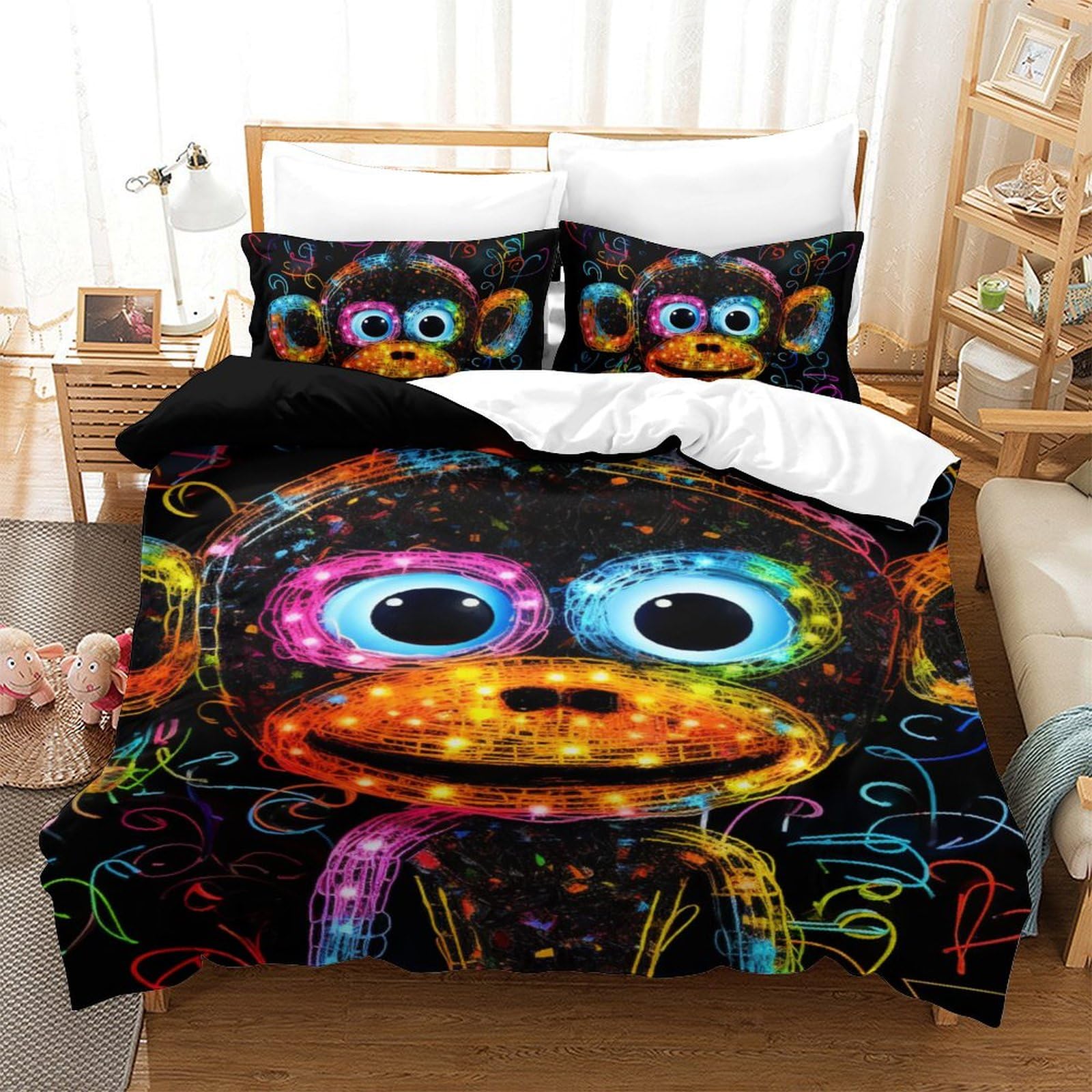 Housse de couette singe imprimé 3D pour une décoration de chambre jungle ludique