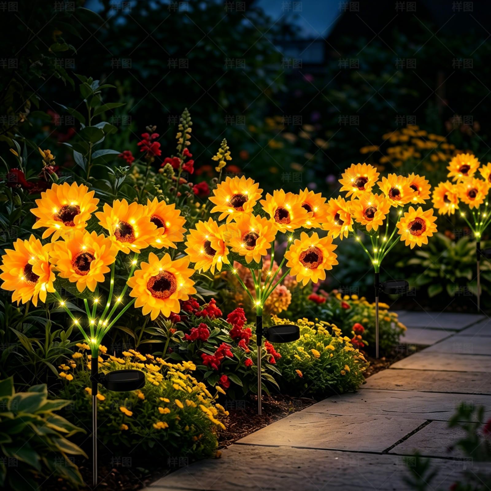 Innvist Solar Flower Lights Outdoor Garden, 24 Flower Sunflower Solar Lights, Artificial Sunflowers with 2 Modes, Waterproof Sunflower Lamp for Lawn Pathway Patio Porch Flowerbed Cemetery Decoration