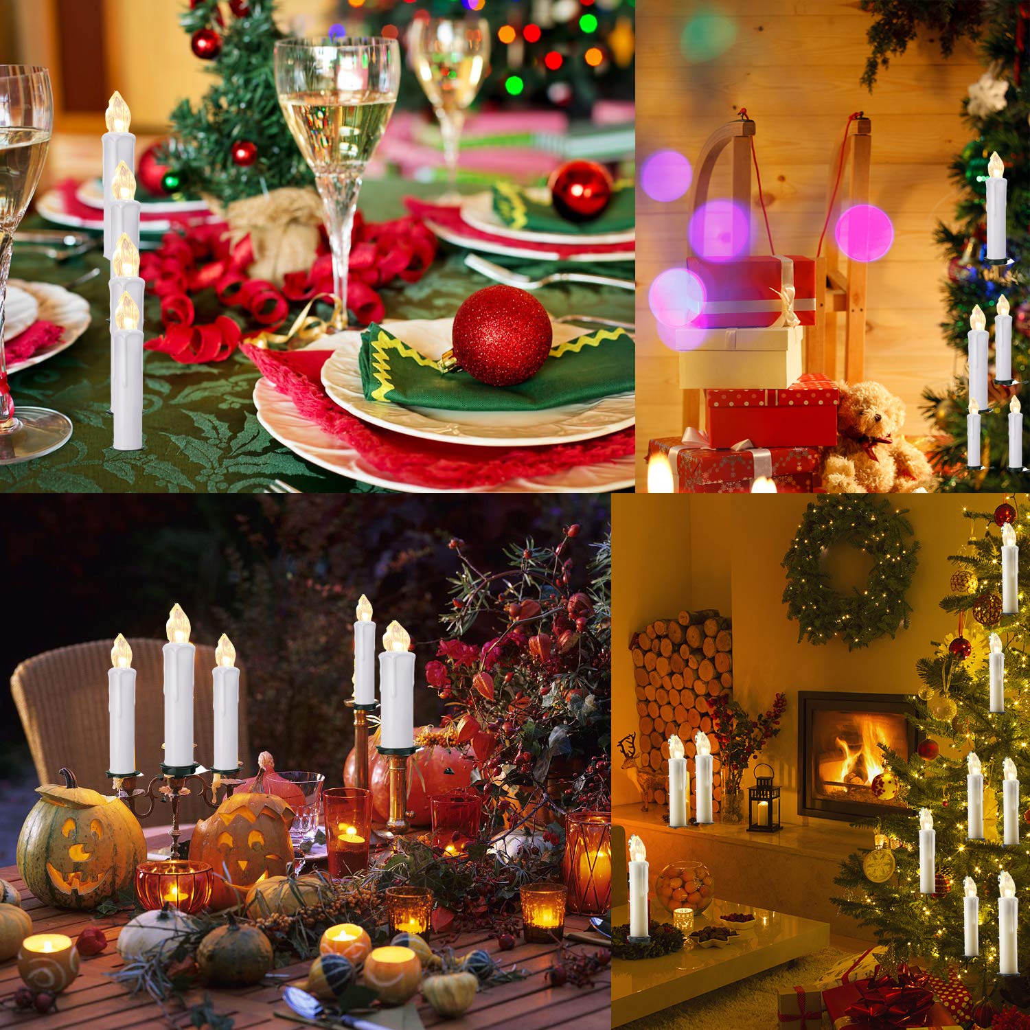 20/30/40/50/60 luci a LED senza fili, dimmerabili, candele senza fiamma, per albero di Natale, matrimoni, compleanni, feste (custodia bianca latte)