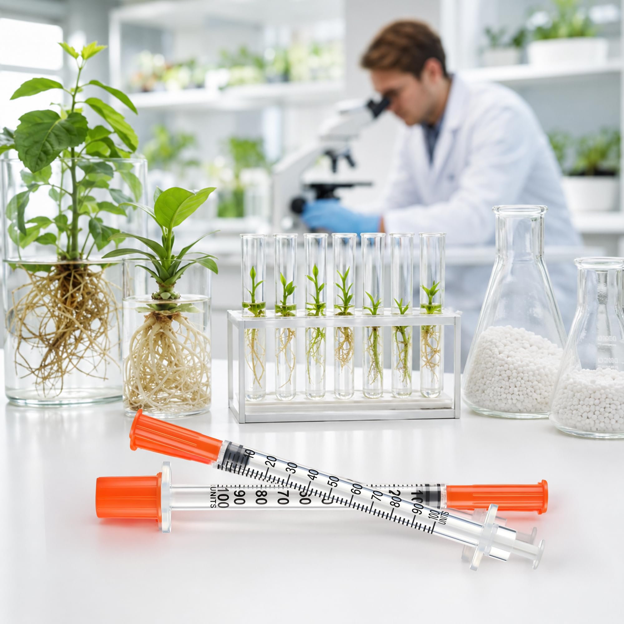 100 Stück 1ml 31G 8mm Plastiktube, Einzeln verpackt, Mehrzweck Messwerkzeuge für Laborzubehör, Flüssigkeitstrennung