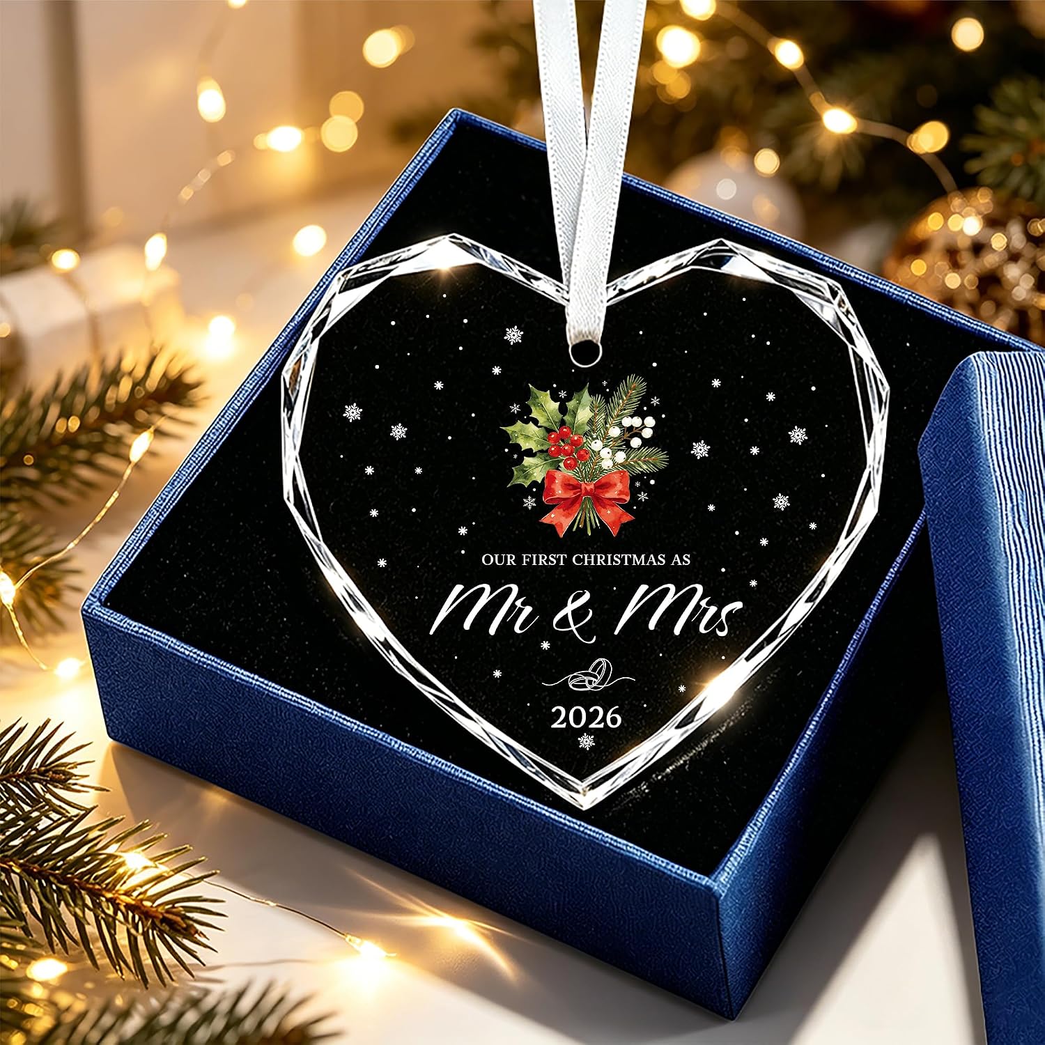 Fatbaby Wedding Gifts for Couples 2026, First Christmas Married Ornament 2026 Mr and Mrs Gifts,Bridal Shower Gift,Just Married Gift for Newlywed Couple Bride to Be image 2