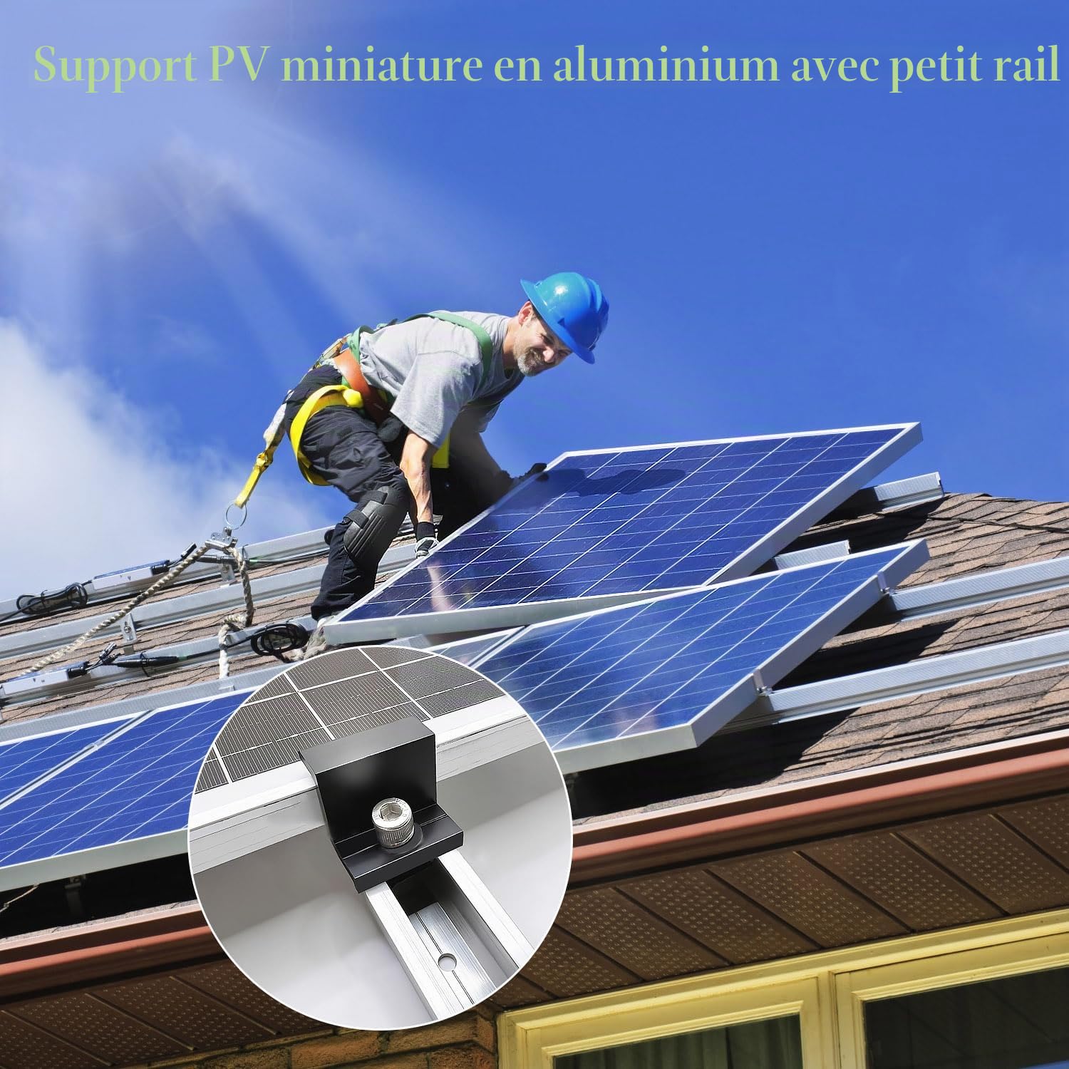 kit de support de panneau solaire ,12 cm ,accessoires de fixation pour panneau solaire,Support de Rail en Aluminium,latérales ajustables 30/35 mm Support pour 2 Panneaux Photovoltaïques
