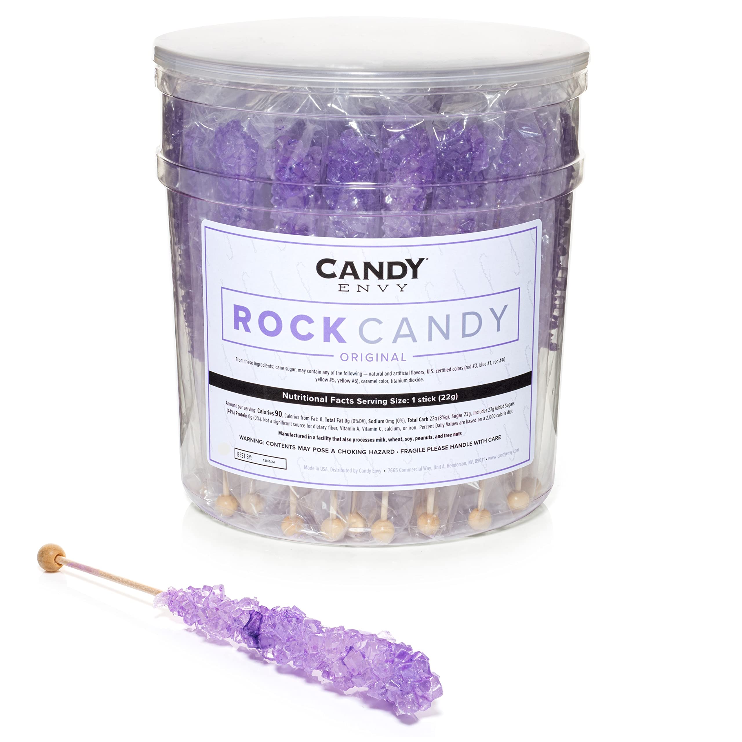 Candy Envy Lavender Rock on a Stick - Jar of 36 - Original Suger Flavored - Individually Wrapped