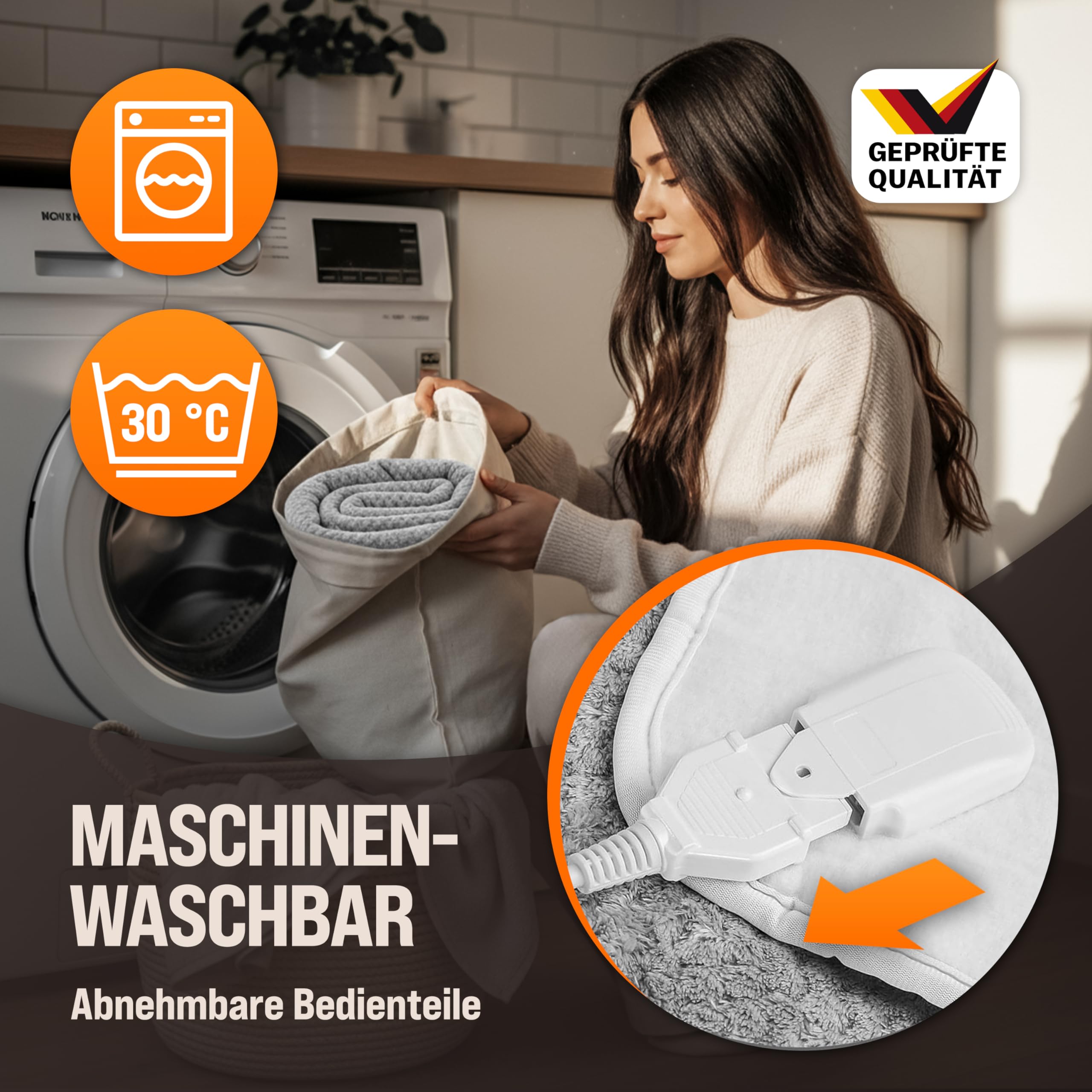 Monzana® Heizdecke Wärmeunterbett 160x140cm Timer Coral Fleece 2x60W grau Doppelheizdecke Überhitzungsschutz waschbar