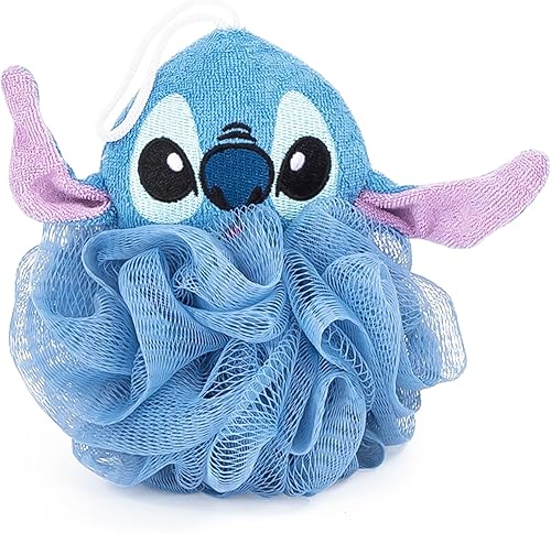 Miniatura 2 de Disney Lilo & Stitch - Juego de baño de 2 piezas, cortina de ducha floral blanca y azul y limpiador corporal de lufa