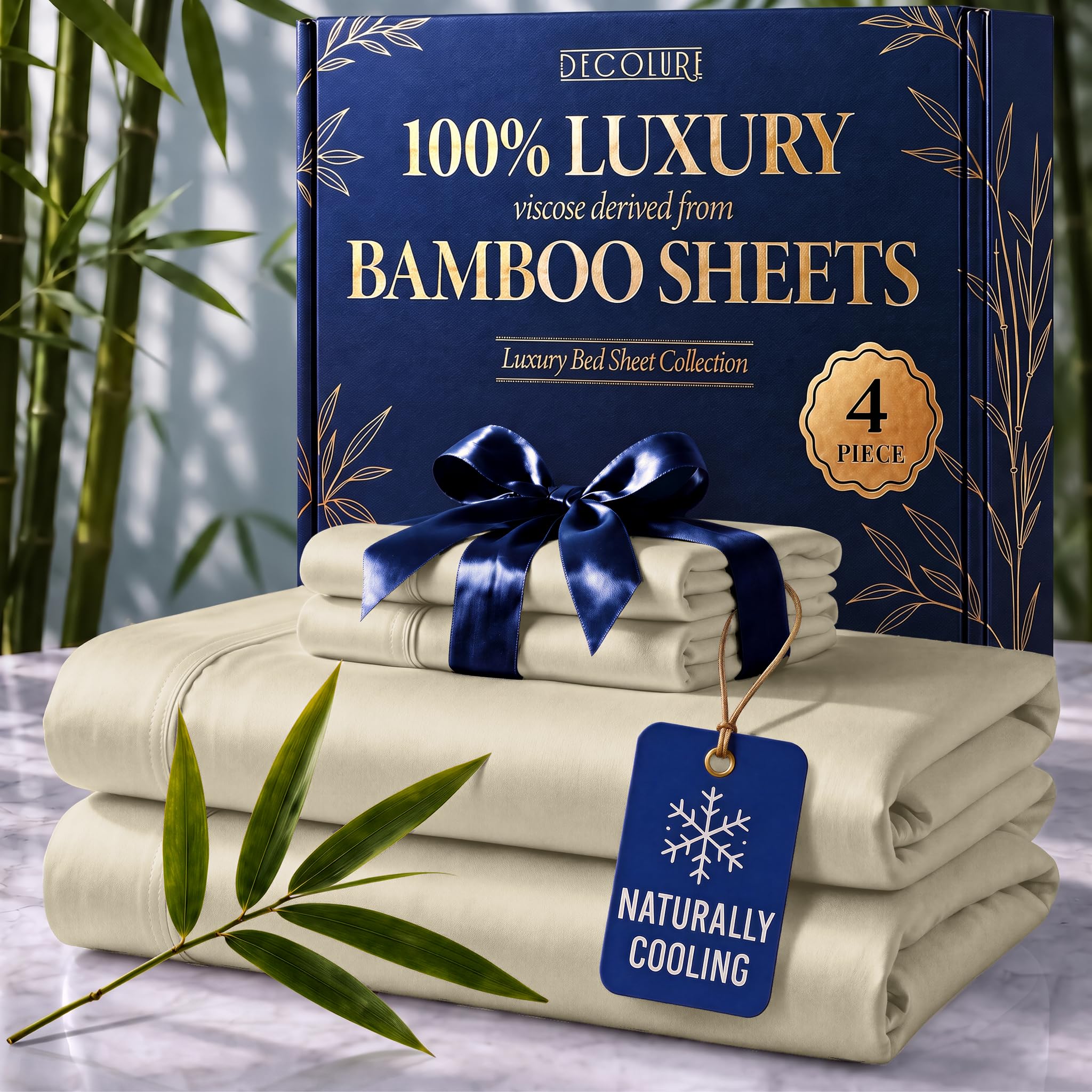 DECOLURE 100% Viscose Derived from Bamboo Sheets | 4 Pc Bed Set