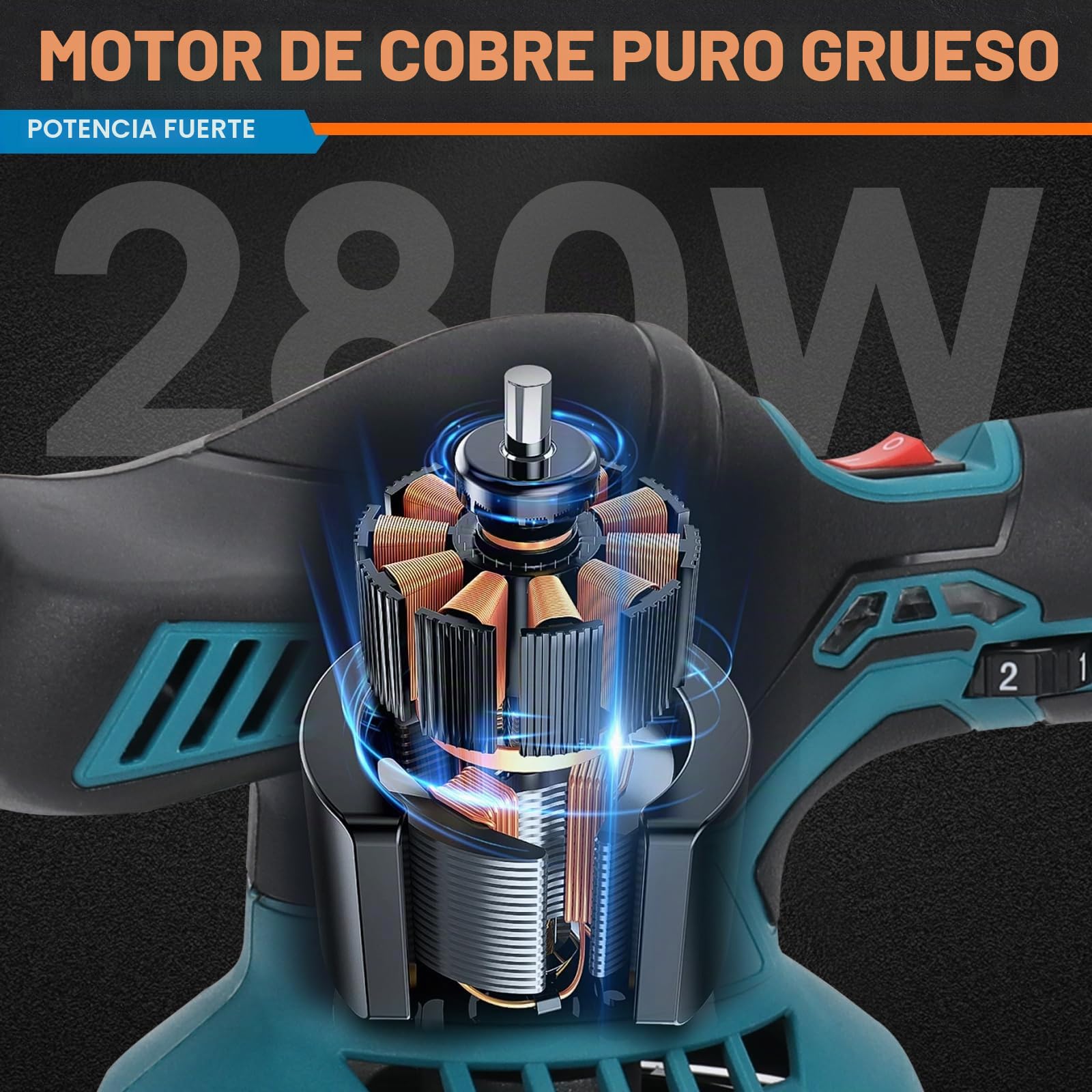 Pulidora a batería compatible con Makita 18V batería, pulidora de coche 15cm con 12 accesorios, pulidora excéntrica de 6 velocidades variables 2500-5000RPM para detallar/pulir (sin batería)