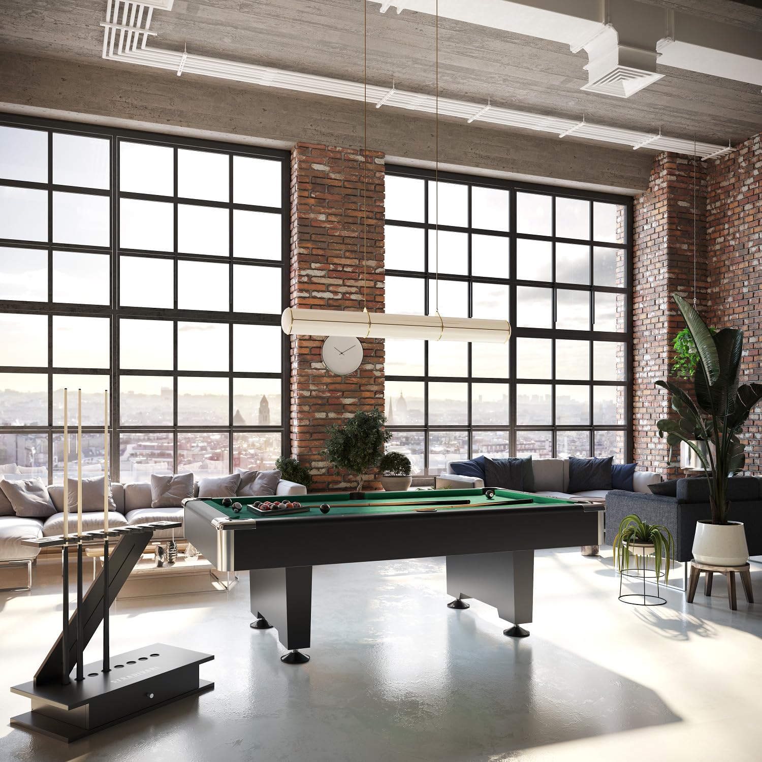 Stradivari Billard Queueständer Zorro im modernen Design | Stabiler, Standfester Ständer für 8 Queues, Kreide, Zubehör | Aus Furnier u. Edelstahl | 70x80x40 cm | Markenqualität