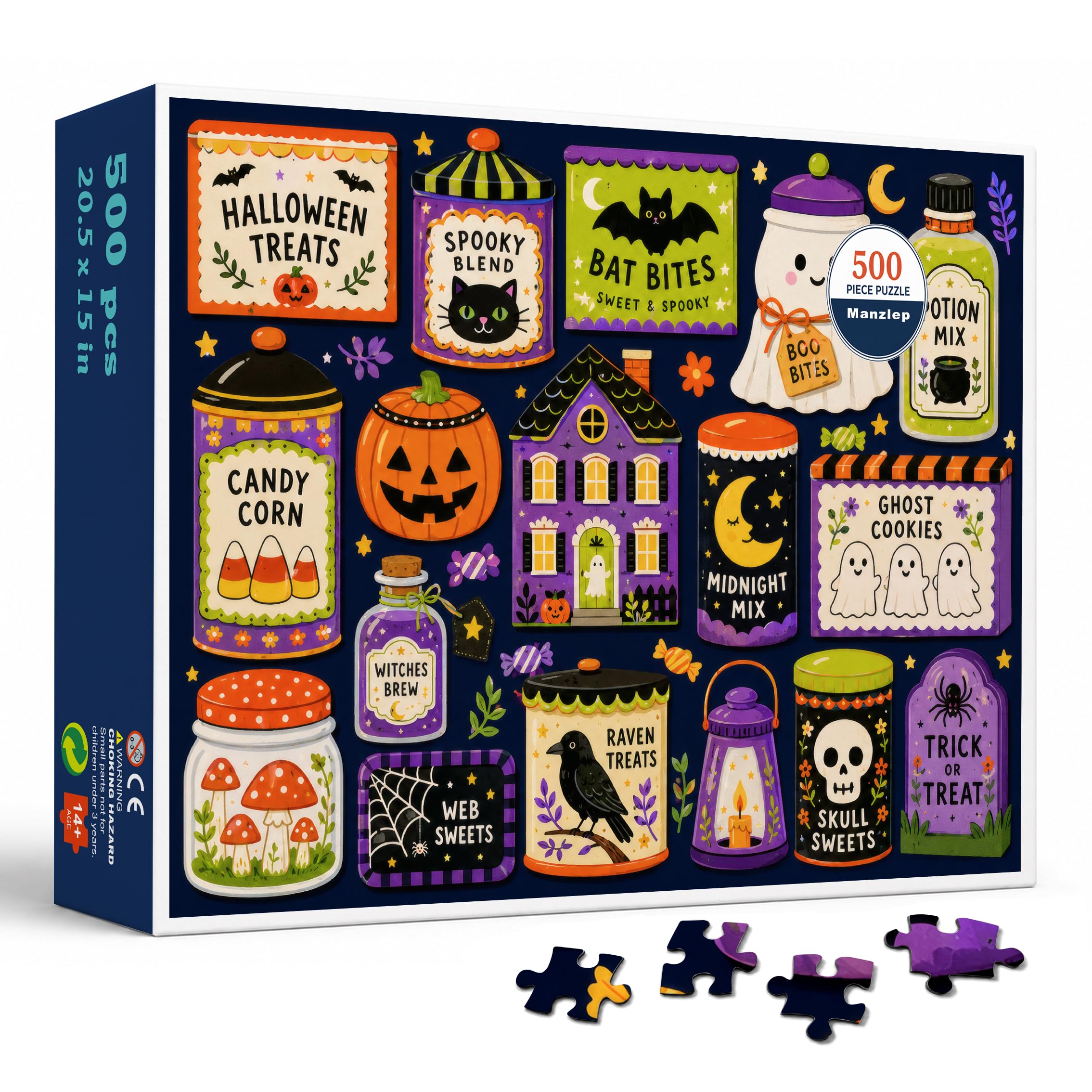 Manzlep Halloween Treats 500 Piece Puzzle for Adults