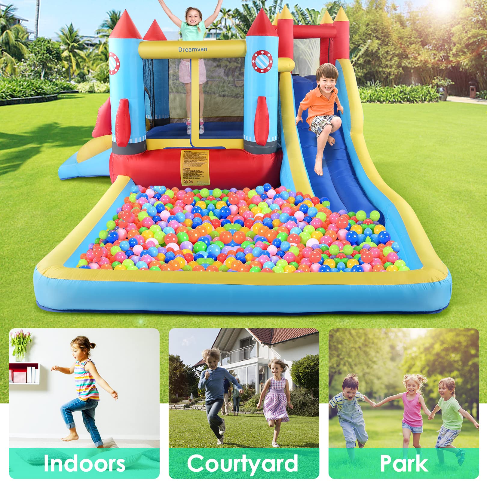 Buy AKEYDIY Bounce House with Blower Giant Inflatable Slide Bouncy