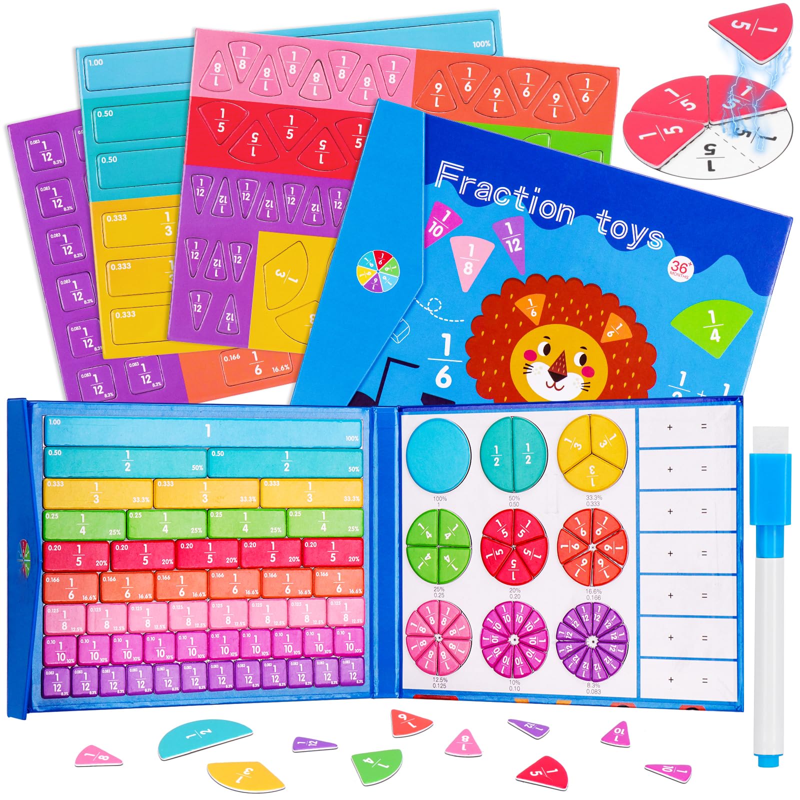 Homgaty Magnetic Fraction Tiles & Circles with Activity Explorer Board