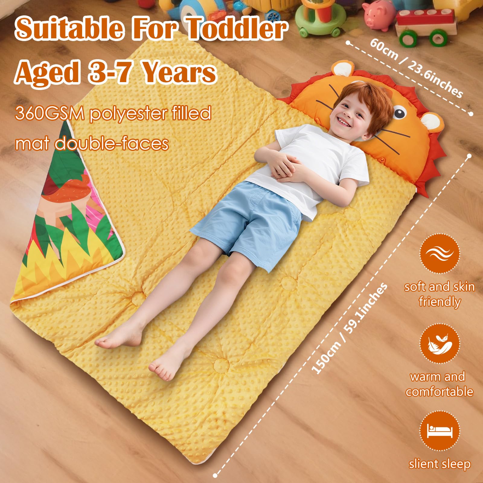 Decalsweet Nap Mat Caldo Per Bambini Con Rimovibile Cuscino Sacco A Pelo