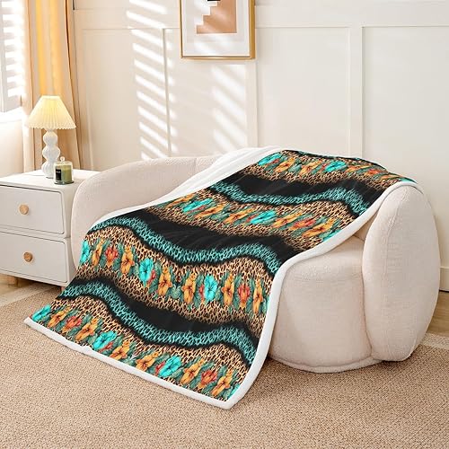 Miniatura 10 de Manfei Manta rústica de granja, manta de retazos con diseño de oso y ciervo, para niños y adultos, manta temática de aventura para sofá, manta de