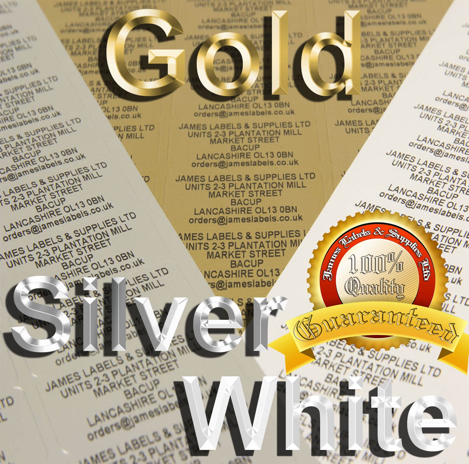 Gold, Silver, OR White Personalised Address Labels - 260 Labels