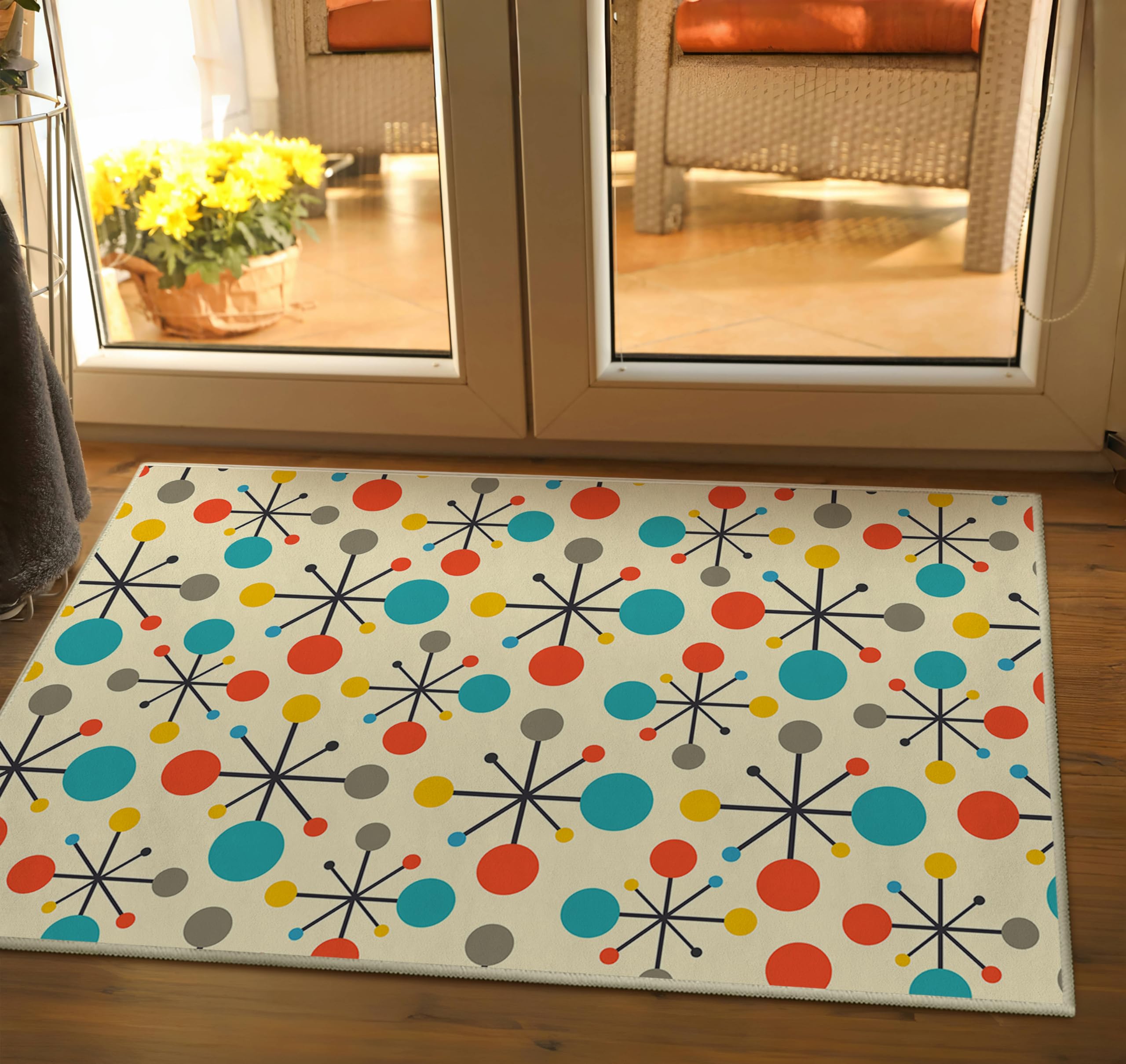 Mid Century Modern Atomic Kitchen Rugs Sets Of 2 Retro