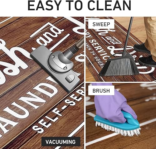 Miniatura 6 de KOZYFLY Alfombra antideslizante de 20 x 60 pulgadas, alfombra de lavandería, alfombra de cocina, lavable, impermeable, alfombra de piso para