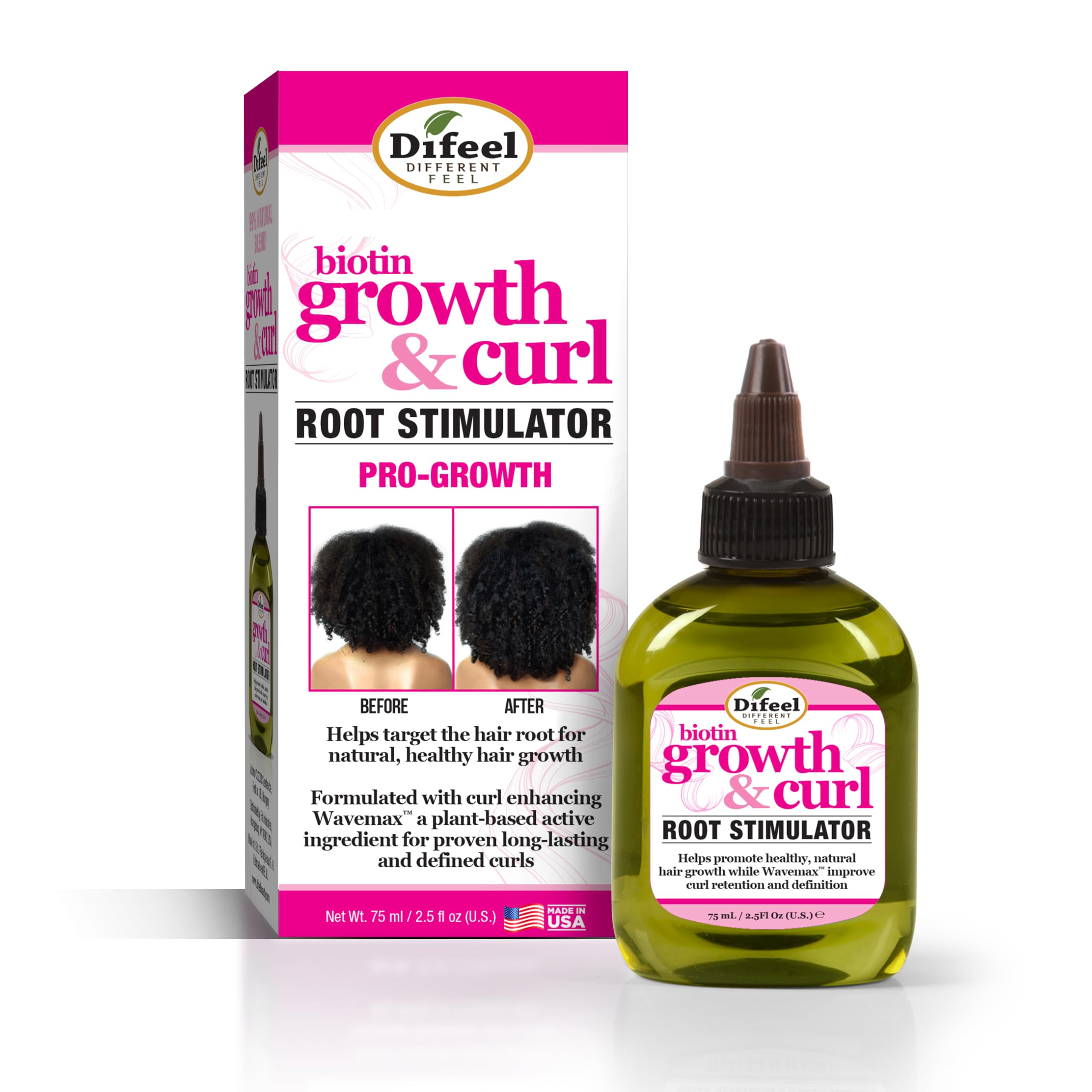 Difeel Biotin Pro-Growth Root Stimulator , 2.5 oz -Deep Treatment for Hair Growth and Damaged Curly Hair, Unisex Adult