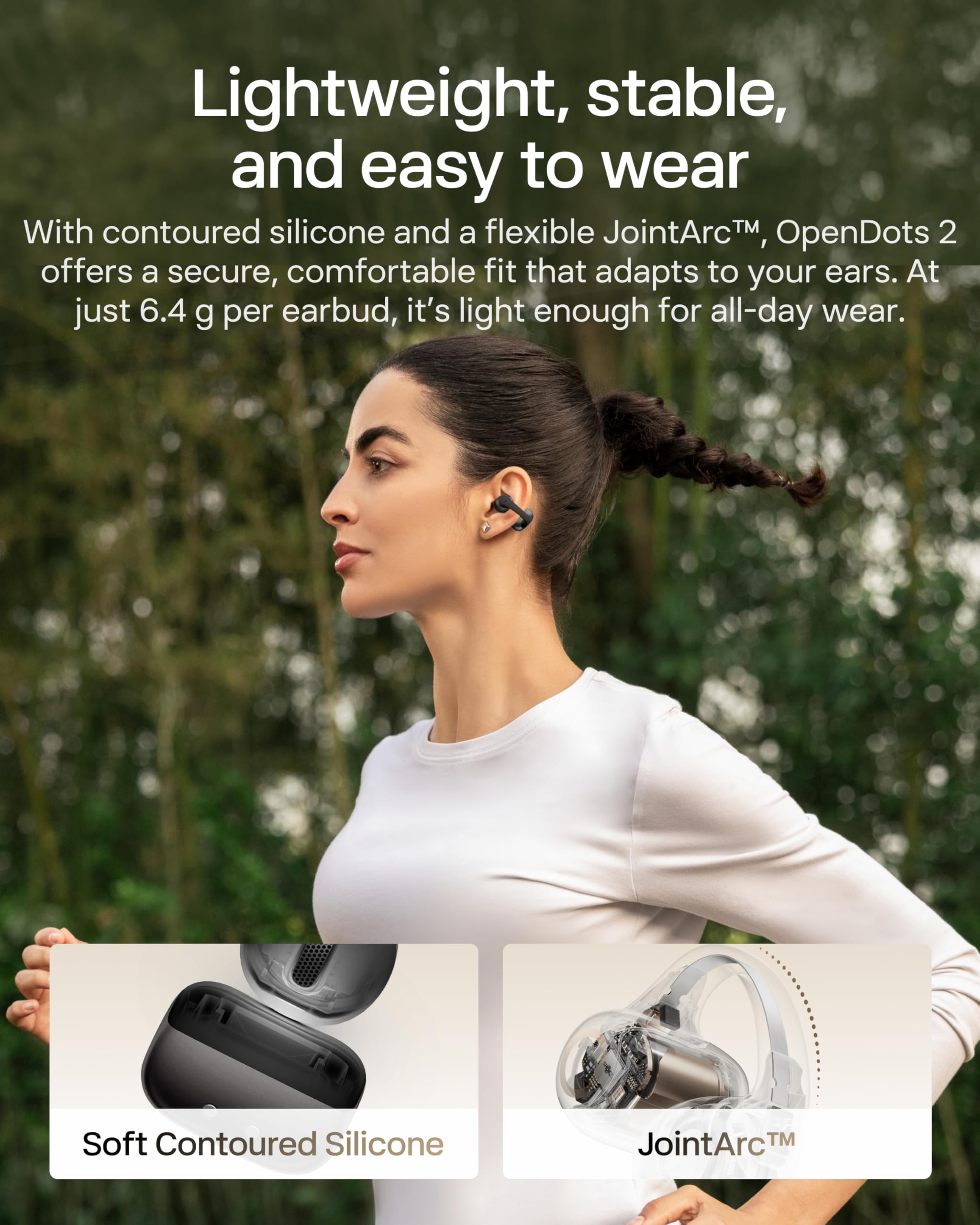 SHOKZ OpenDots 2 auricolari open-ear clip-on, Dolby Audio - Nero | bassi profondi, riproduzione 40 h, Bluetooth 6.1, impermeabili IP57, riduzione rumore AI, ricarica rapida wireless
