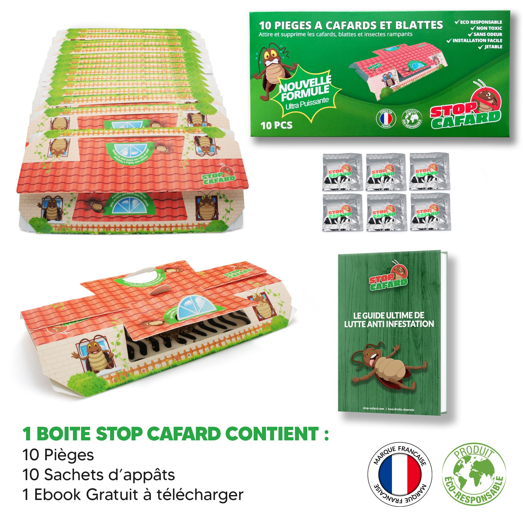 Puissant Piège à Cafards et Blattes Professionnel Non Toxique