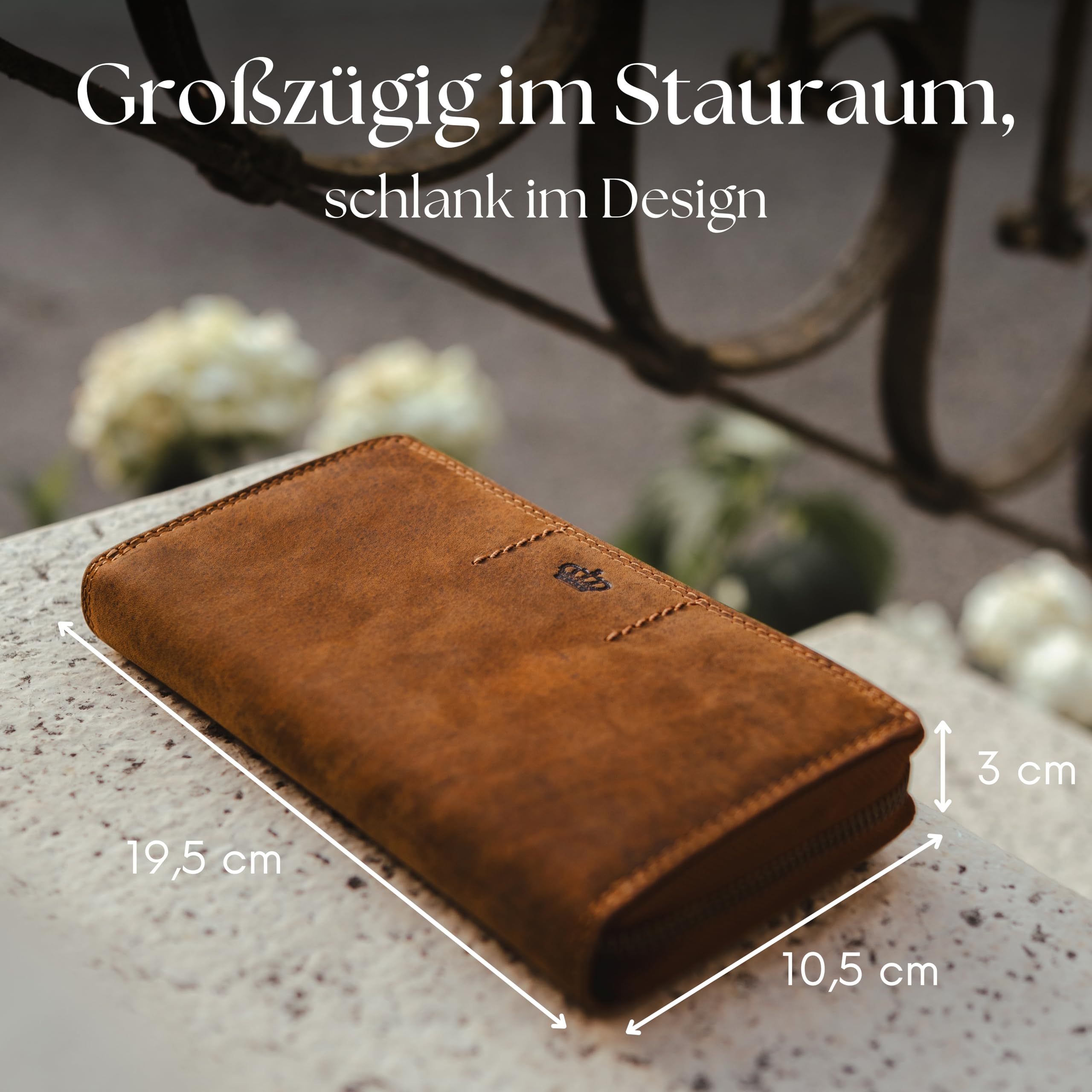 Baur - Damen Geldbörse groß aus Büffelleder mit RFID-Schutz (Braun)