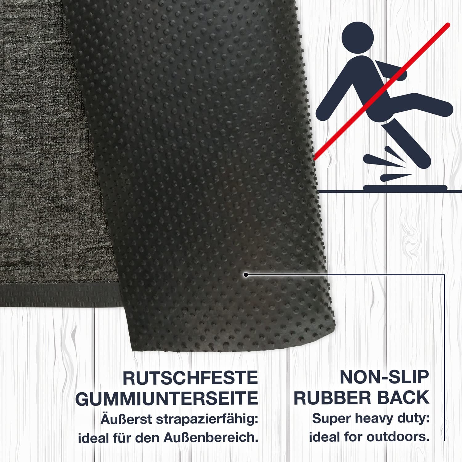 Fußmatte für Außen + Innen 60 x 80 cm, Beige - rutschfeste, wetterfeste Türmatte mit robusten Borsten - Outdoor Schmutzfangmatte für außen