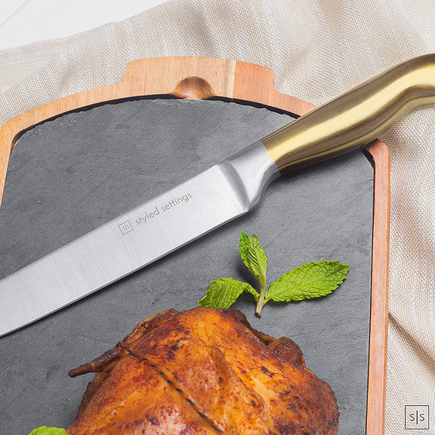 Buy Gold Knife Set with Block 14 Piece Black and Gold Knife Set with