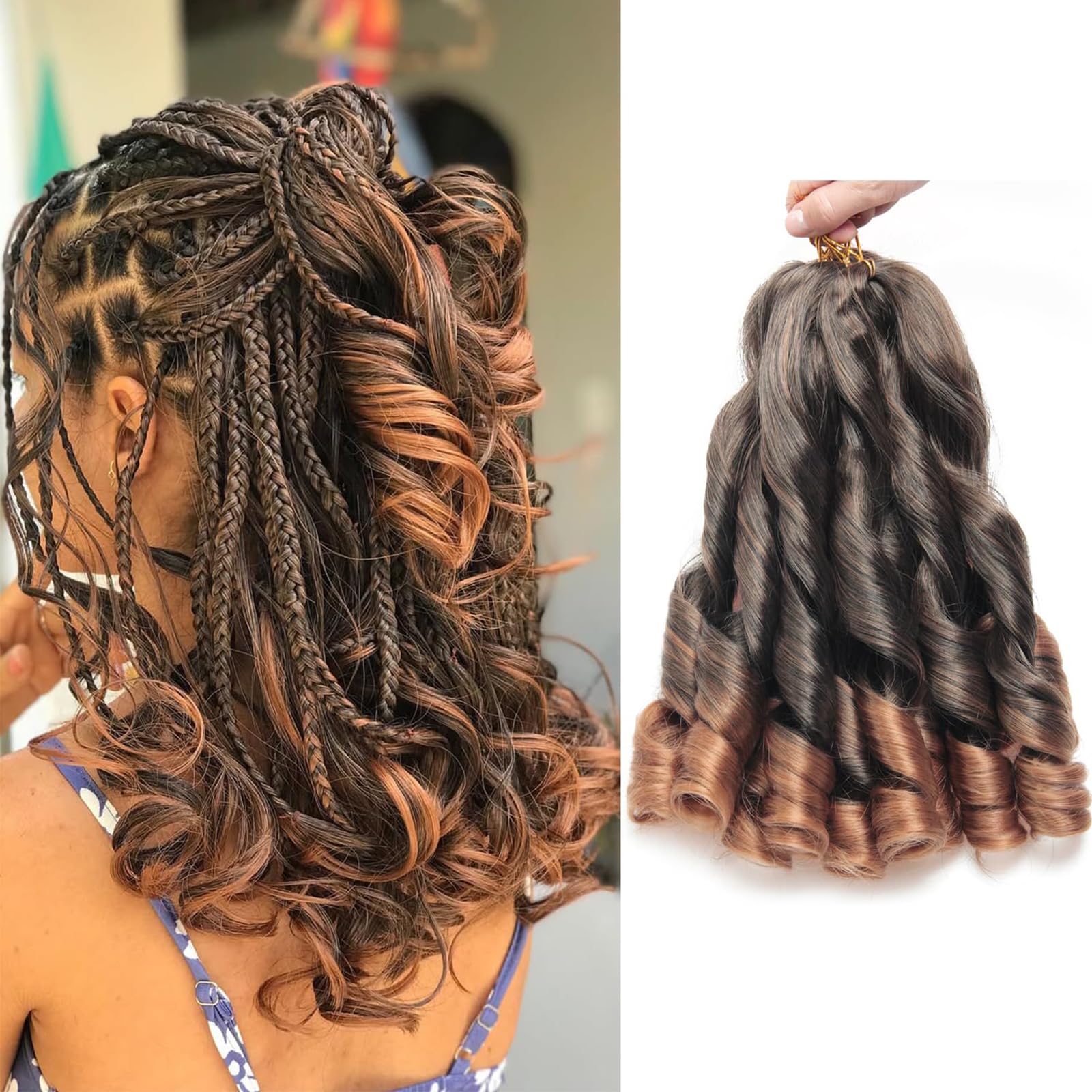 WoWCFyyds 8 Packs French Curl Braiding Hair 12 Inch Loose Wave Spiral Curly Braiding Hair Extensions 50g/Pack Soft French Curls Synthetic Hair Extensions for Braiding(1B/30)