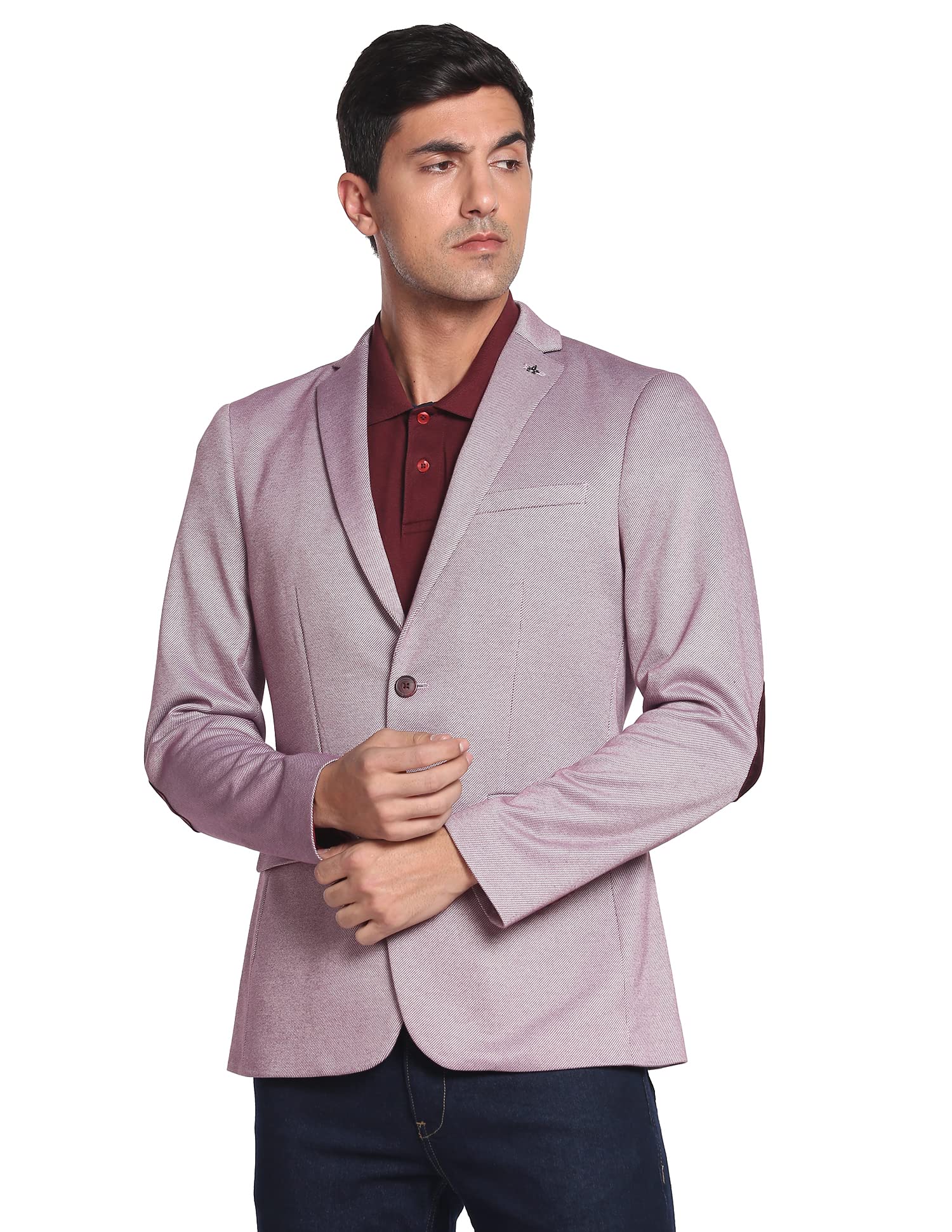 arrow Slim Fit Elbow Patch Knit Blazer-picture-40