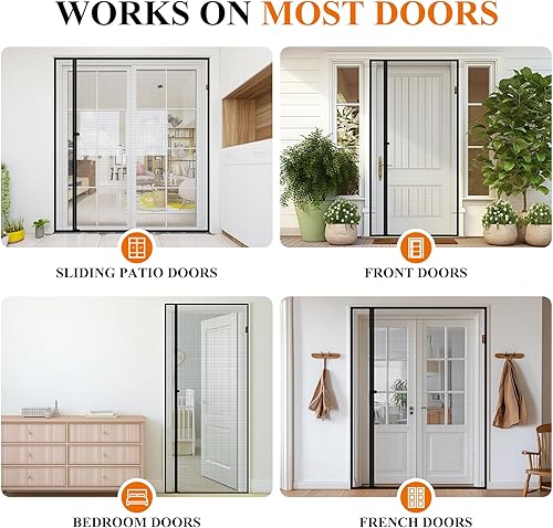 Miniatura 9 de Tela mosquitera para puerta de instalación magnética con apertura lateral izquierda, fibra de vidrio