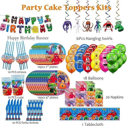 Miniatura 2 de Suministros de fiesta de cumpleaños para niños, juego completo de decoraciones de fiesta con pancarta de feliz cumpleaños, platos, manteles, tazas,