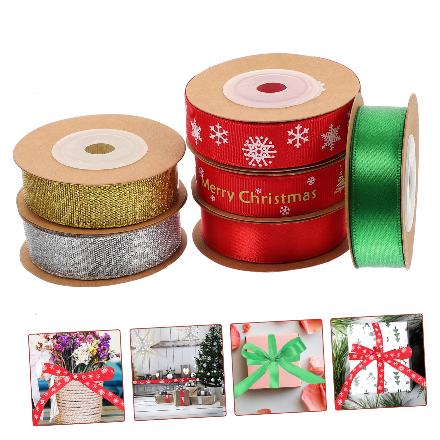 18 Rollen Weihnachtsband Geschenkverpackungsband dekoratives Weihnachtsdekoration ribbons christmas ribbon Bogenmaterial selber machen Bandverpackungsdekoration Polyester Lurrose