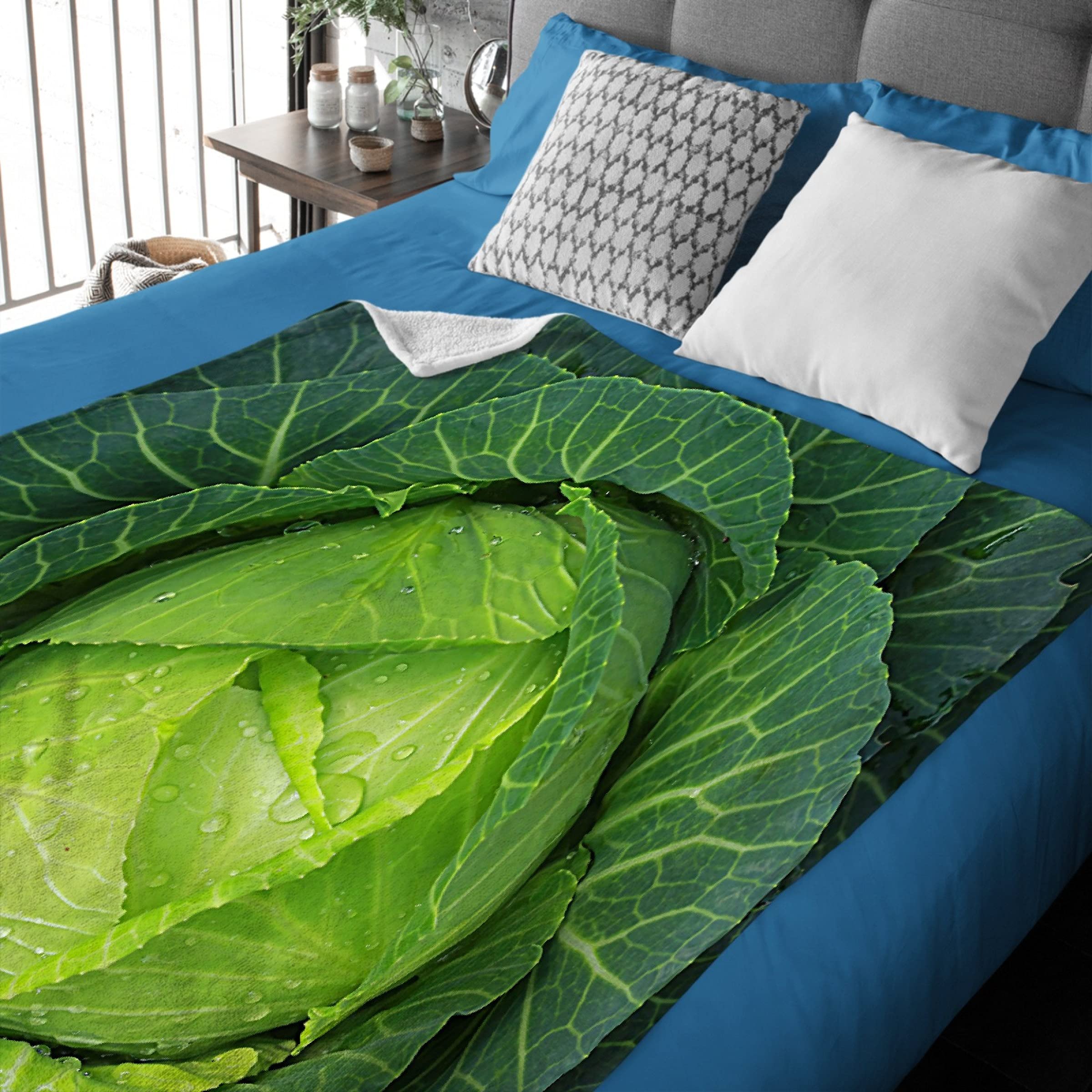 Cabbage Ultra Soft Flannel Fleece Throw Blanket for Bed All Season Warm Lightweight Air Conditioner Quilt for Sofa Bedroom Office Travel Living Room Decorative Blankets 50 X 40 Inch for Kids