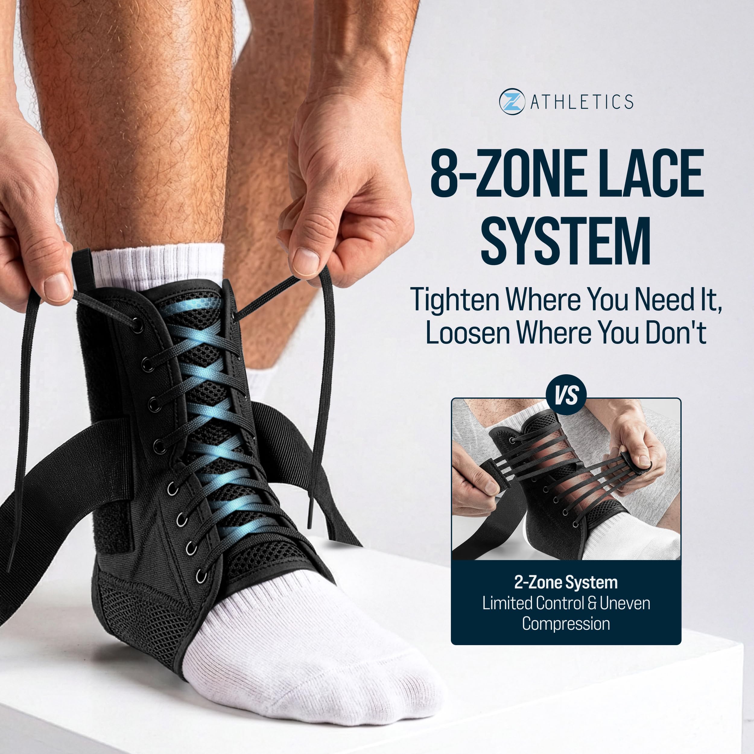 Zenith Ankle Brace, Lace Up ajustable apoyo – para correr, baloncesto,, de recuperación de lesiones esguinces. Tobillo Wrap para los hombres, las mujeres y los niños