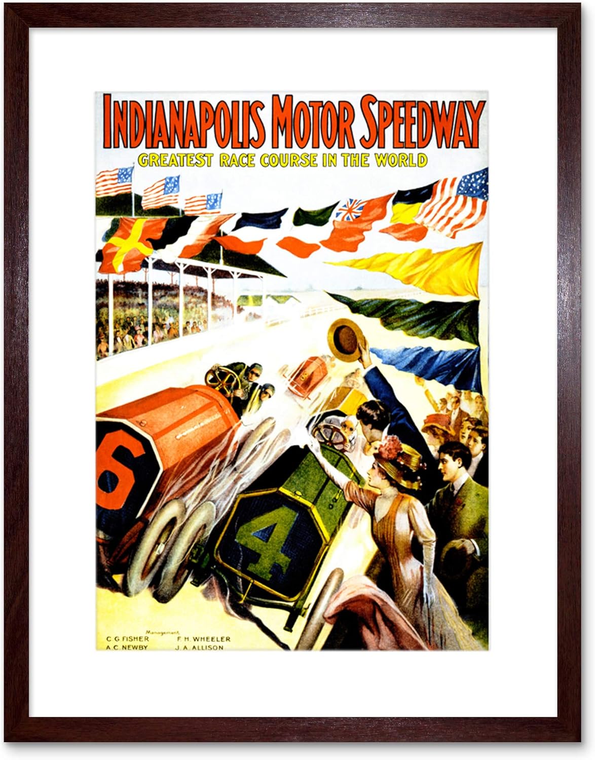 The Art Stop Sport Race Indianapolis Motor Speedway Car Flag Indy 500 Framed Print B12X11273