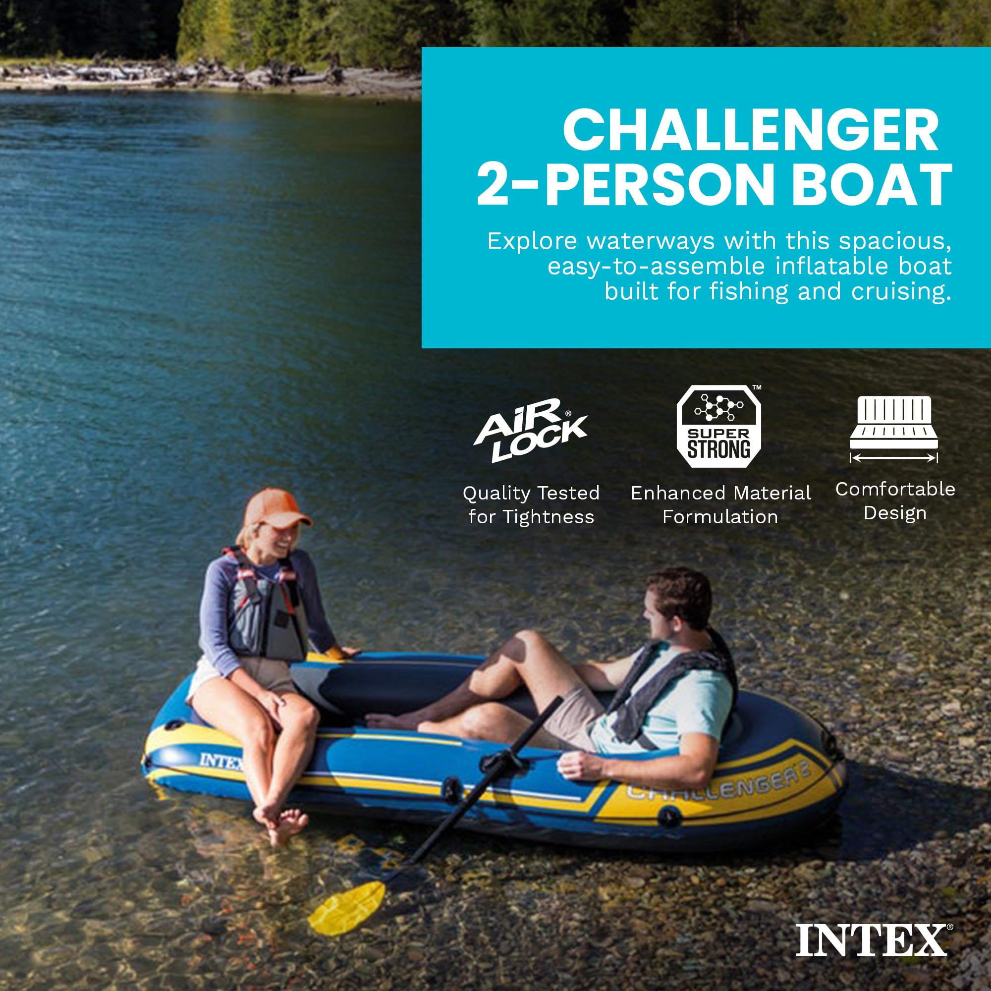 Intex Challenger 2 Schlauchboot Blau/Gelb 236 x 114 x 41 cm, 1 Stück