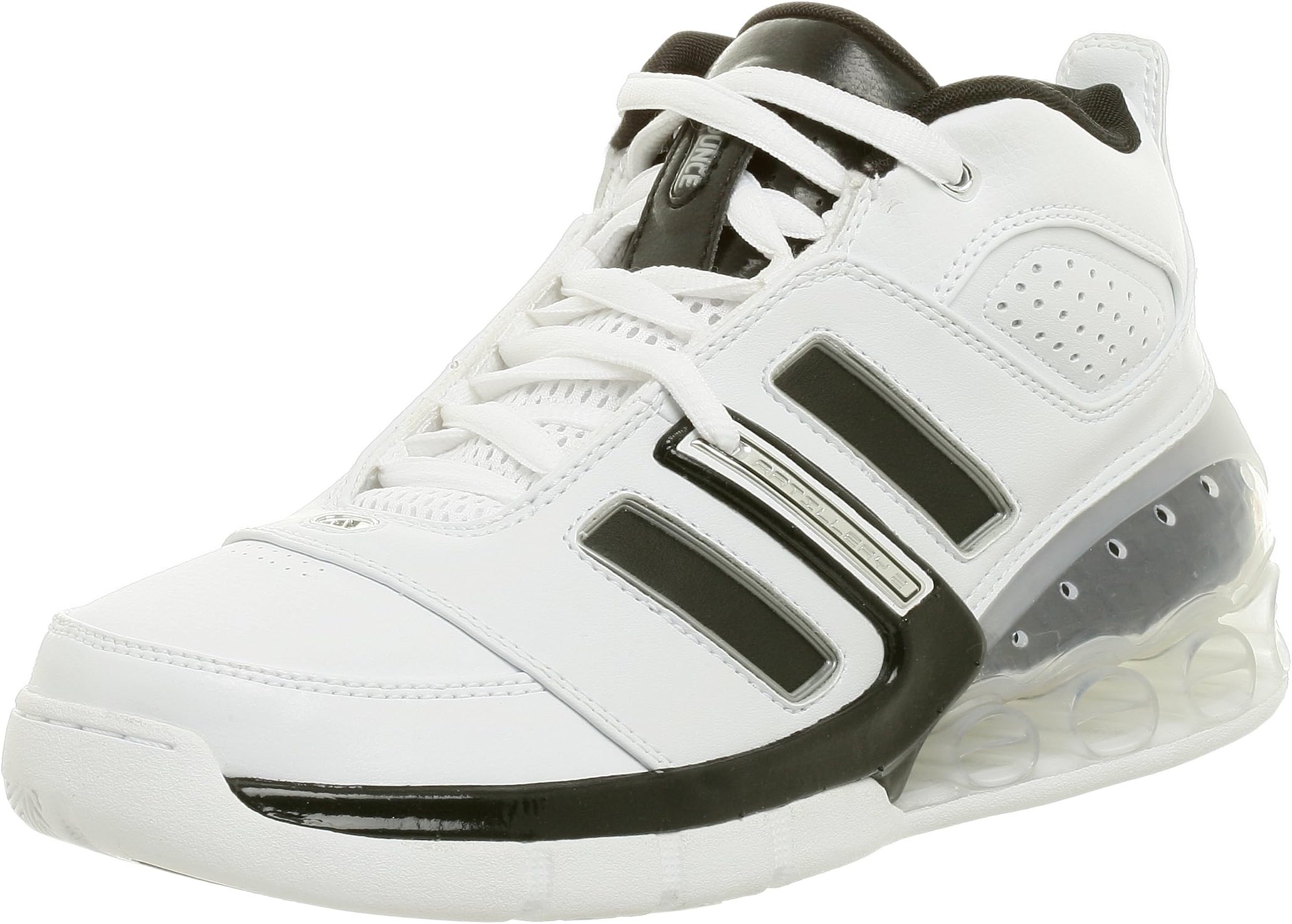 adidas Men's Bounce Artillery II Basketball Shoe,White/Black/Silver,18 M
